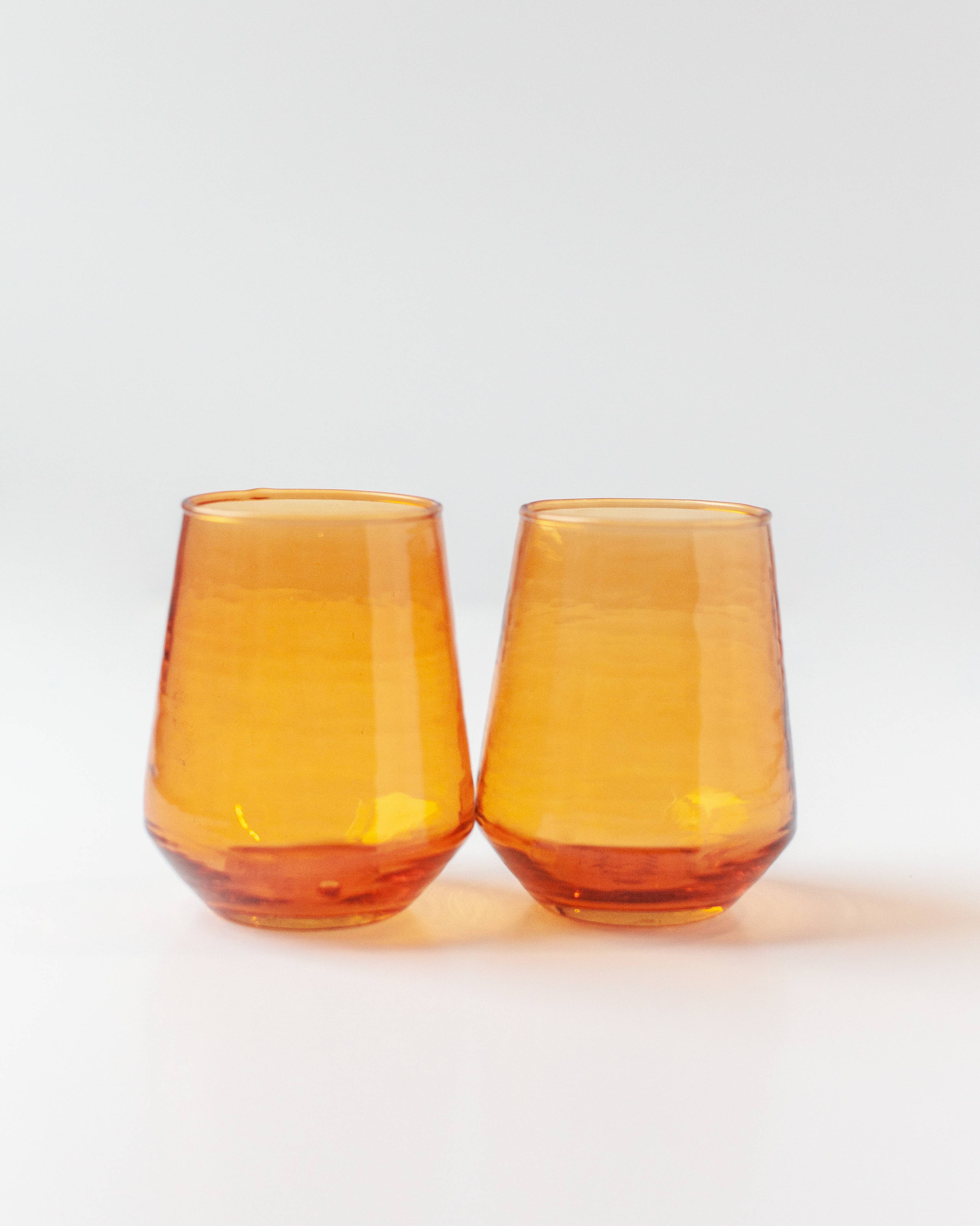 Handblown Hammered Glass Water Tumbler - Set of 2: Clear