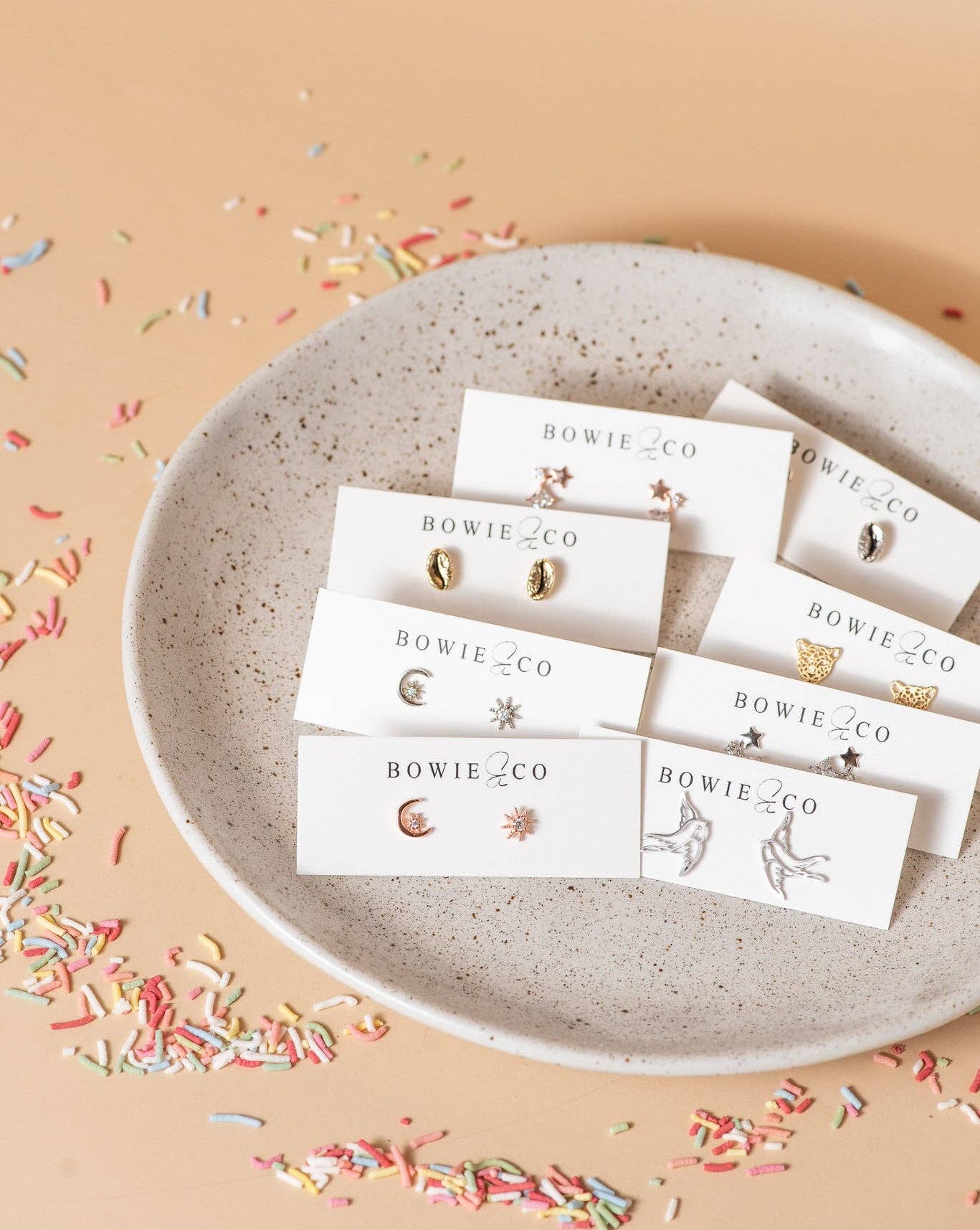Soleil Rosa Sun & Moon Stud Earrings | Silver