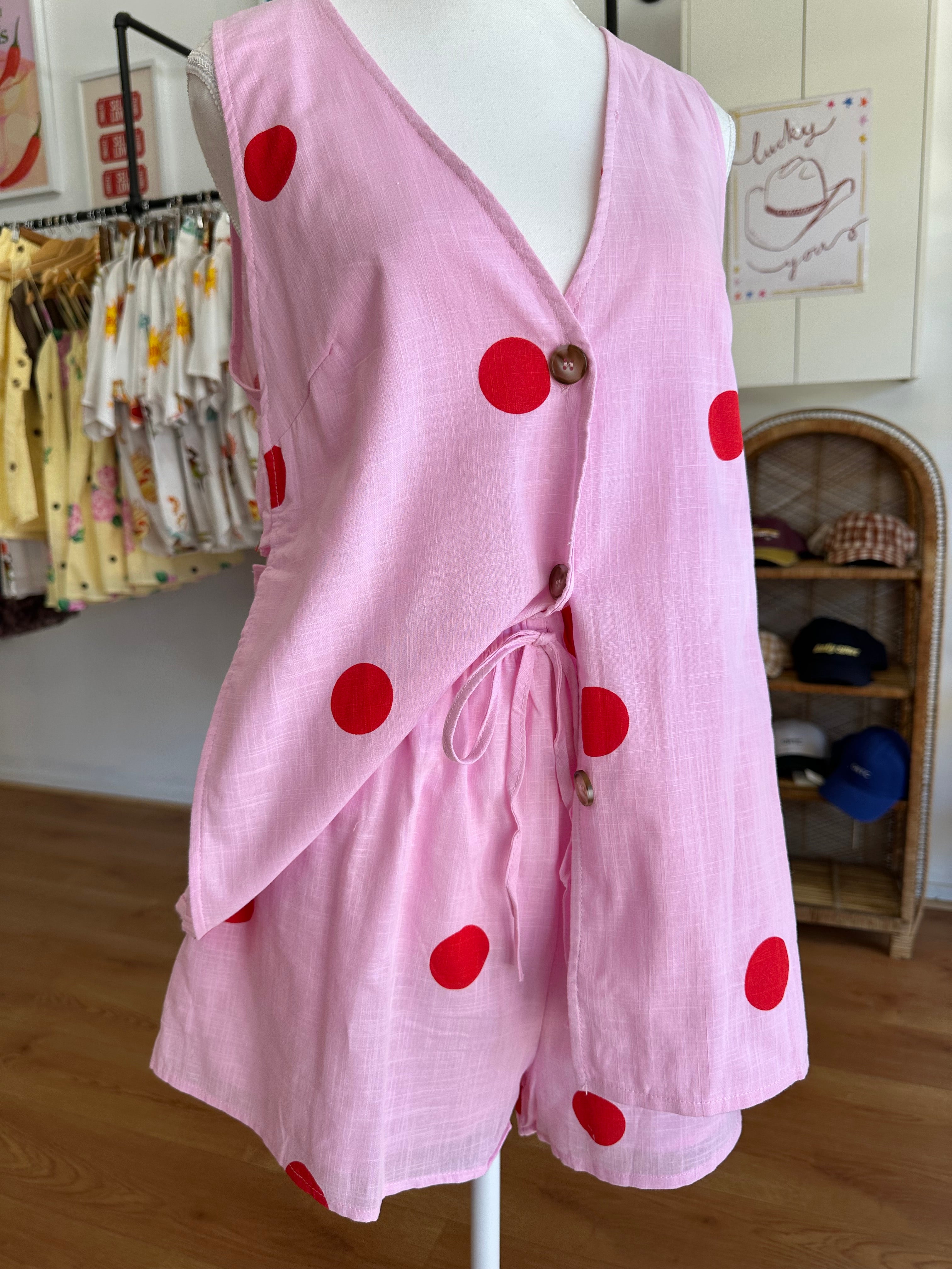 Pink/Red Polka Dot Panel Set