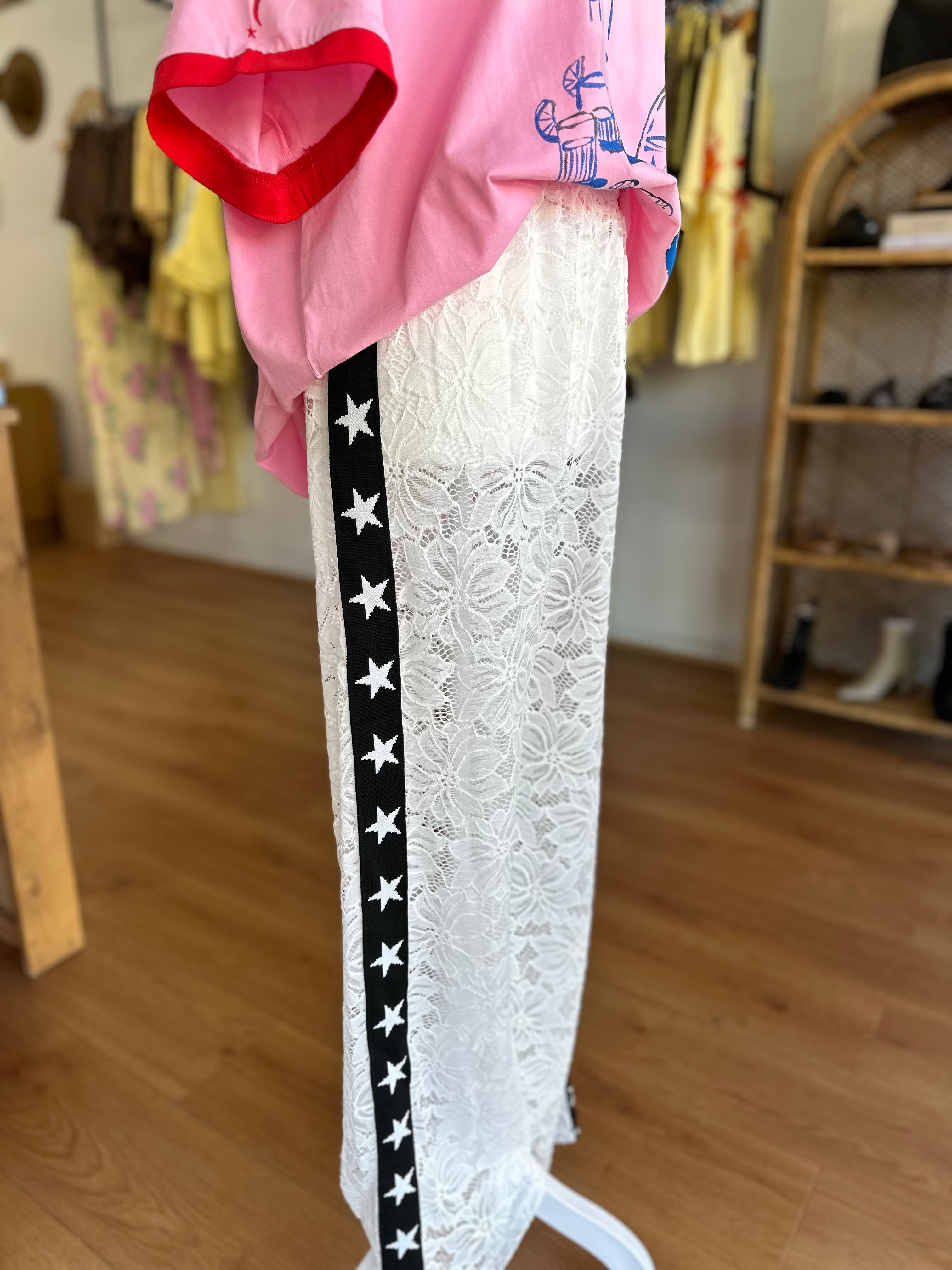 Lace Star Pants | White