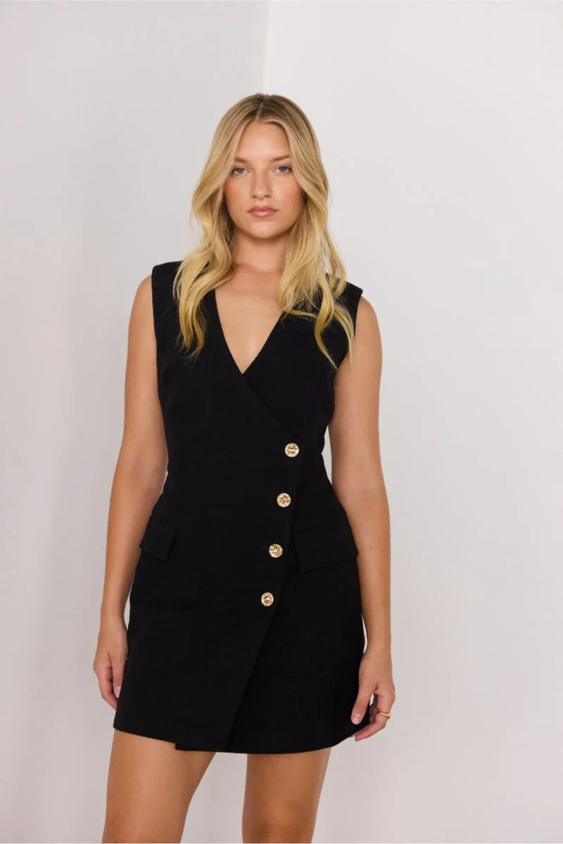 Mink Pink - Irena Wrap Mini Dress | Black