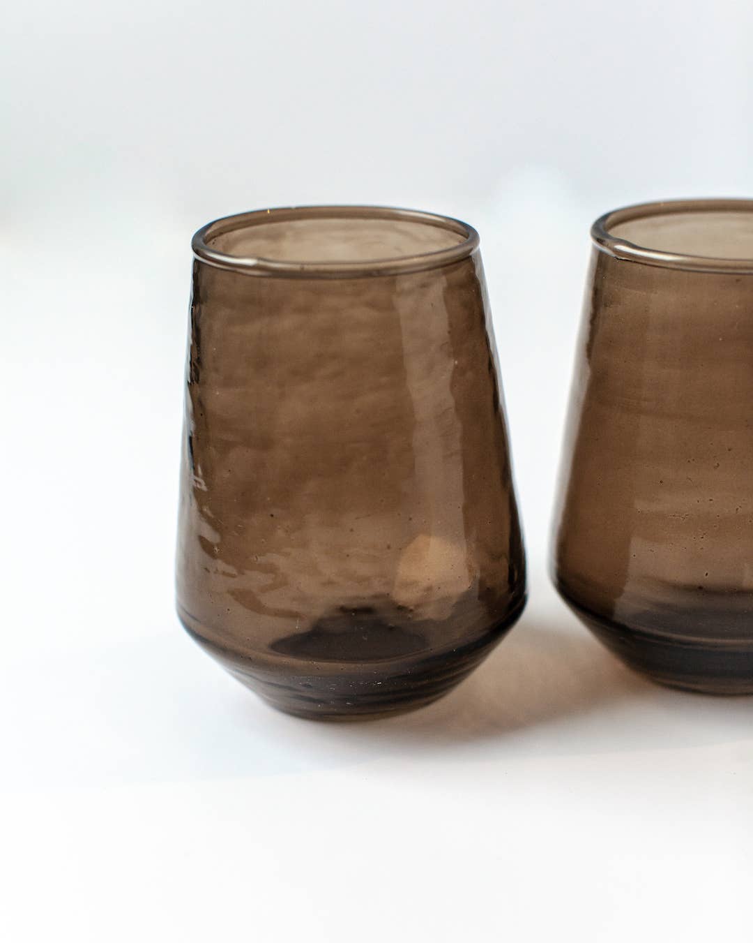 Handblown Hammered Glass Water Tumbler - Set of 2: Blush