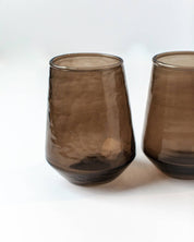 Handblown Hammered Glass Water Tumbler - Set of 2: Blush