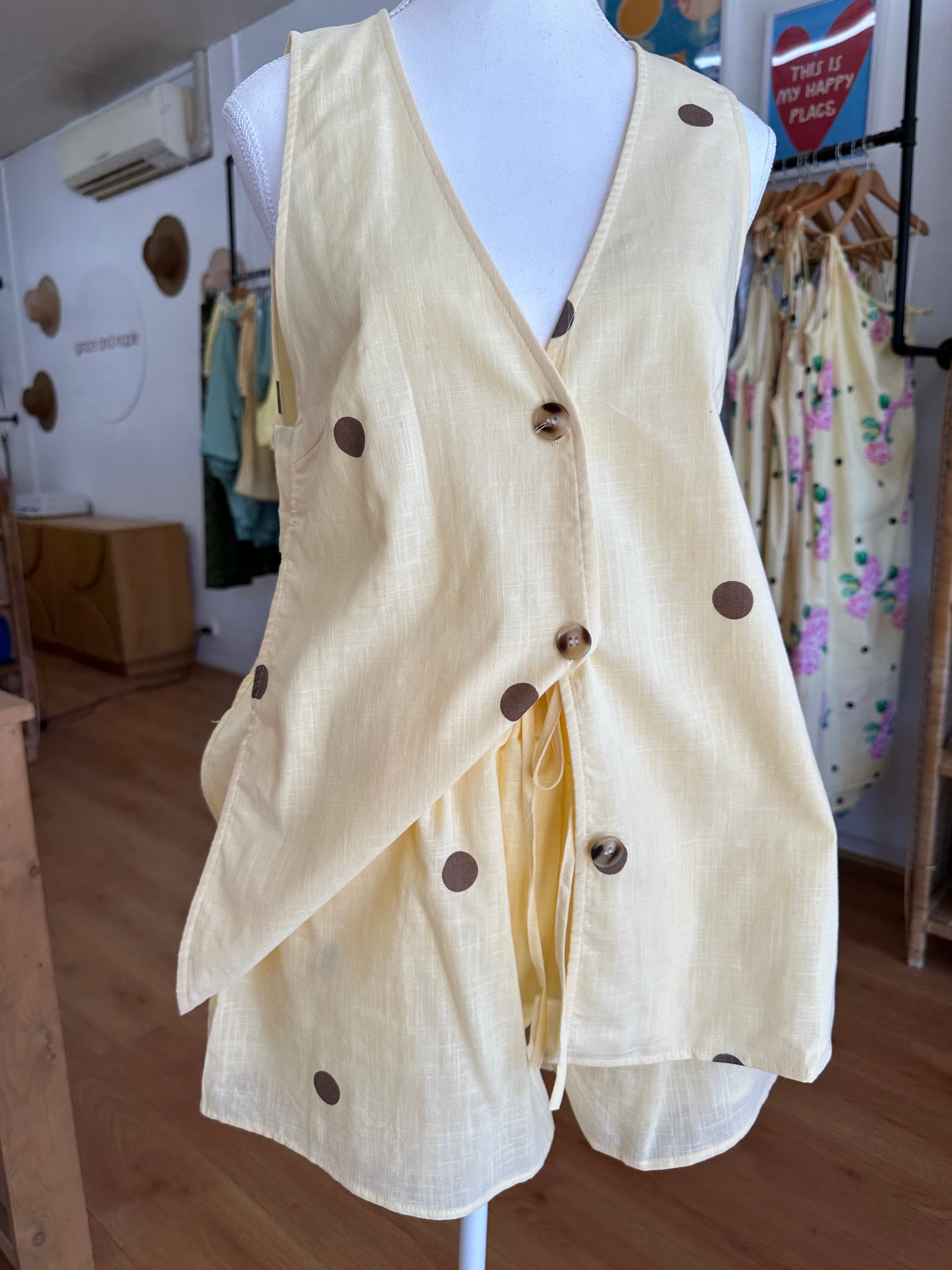 By Frankie Panel Short Set | Yellow Polka Dot