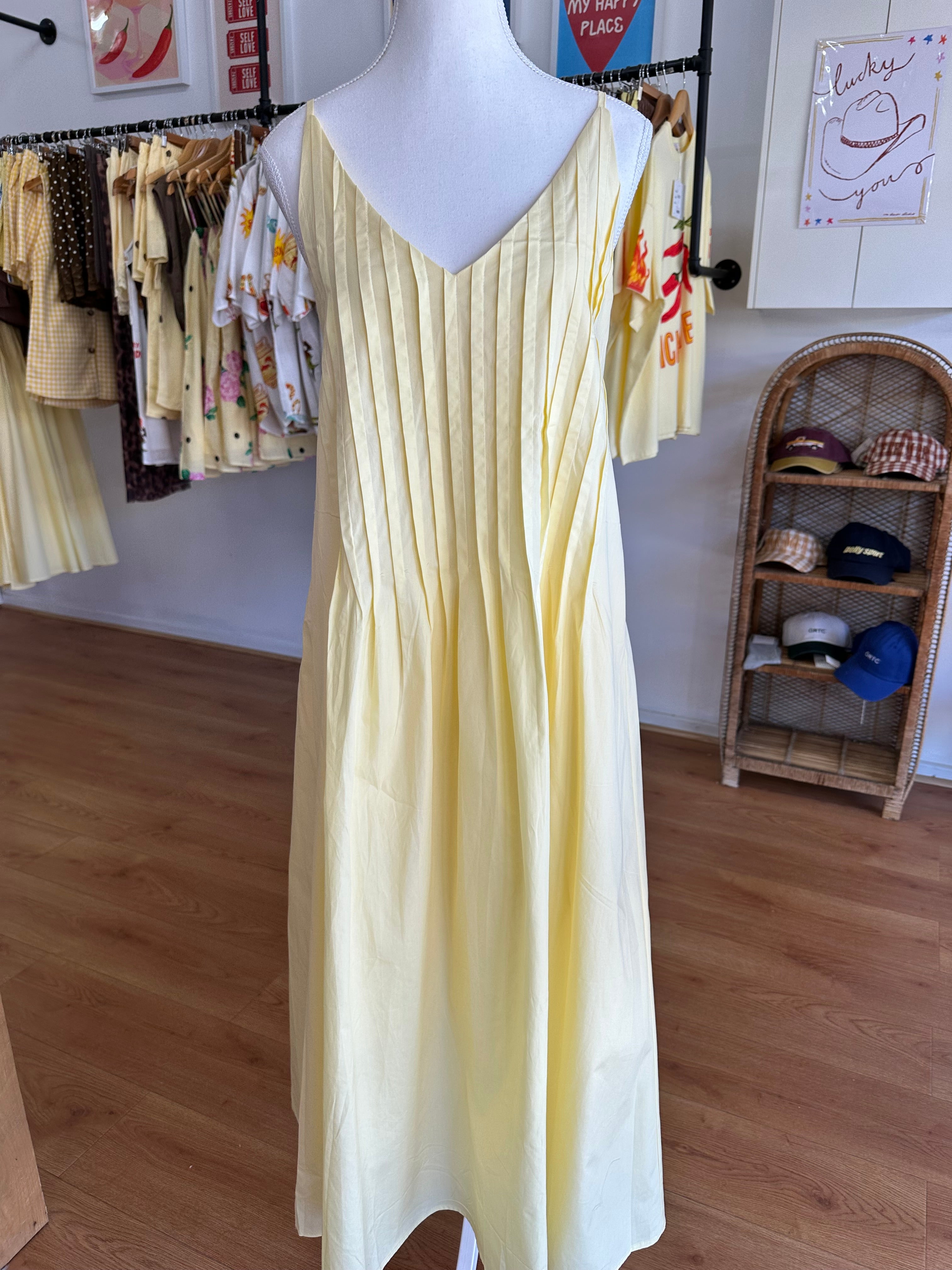 Yellow Pleat Dress