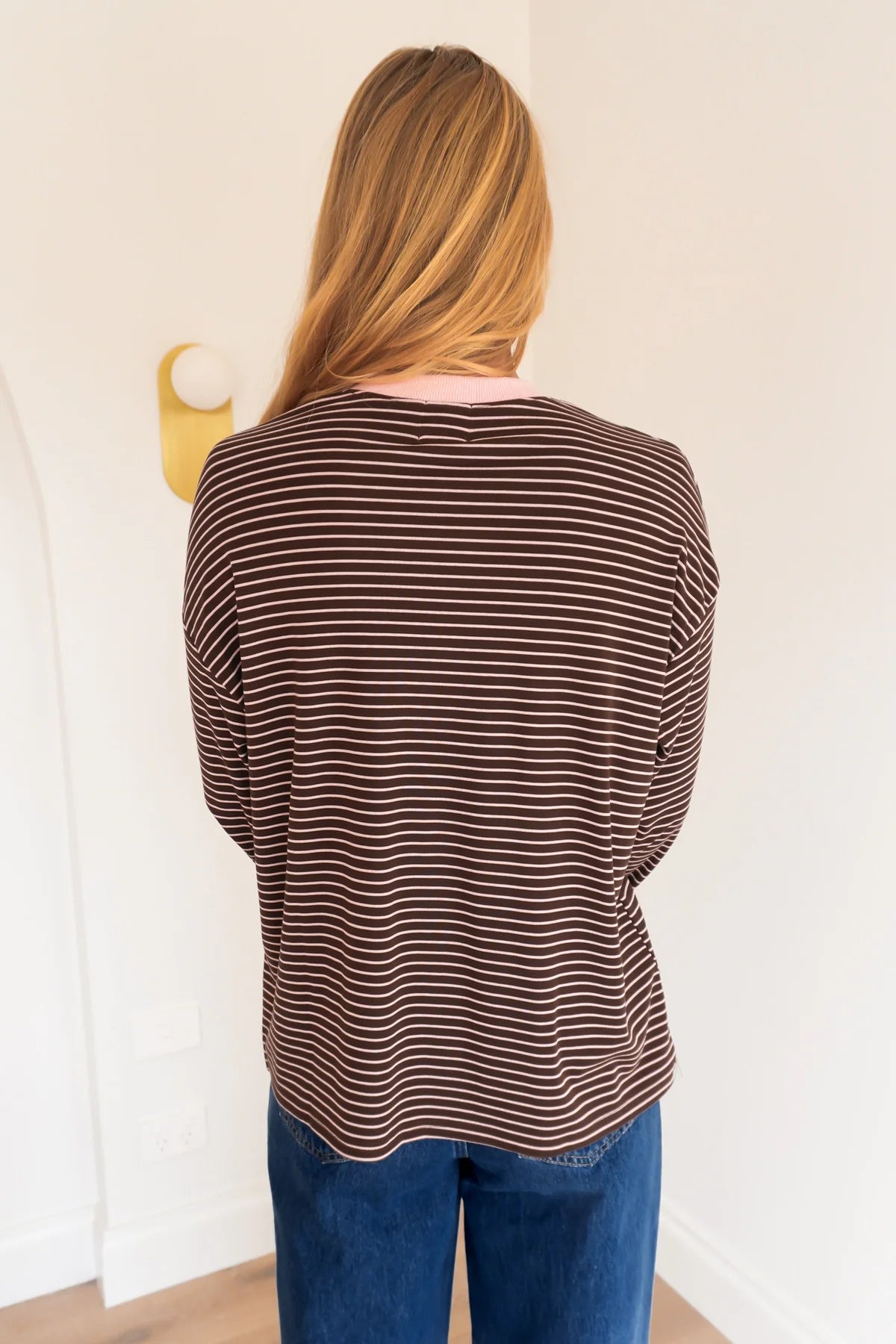 Amiah Long Sleeve Tee | Chocolate/Pink