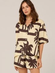 Pippa Ridley Angie Shirt | Cocoa Palma Print