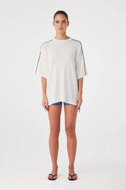 Pippa Oversized Linen Tee | Cream