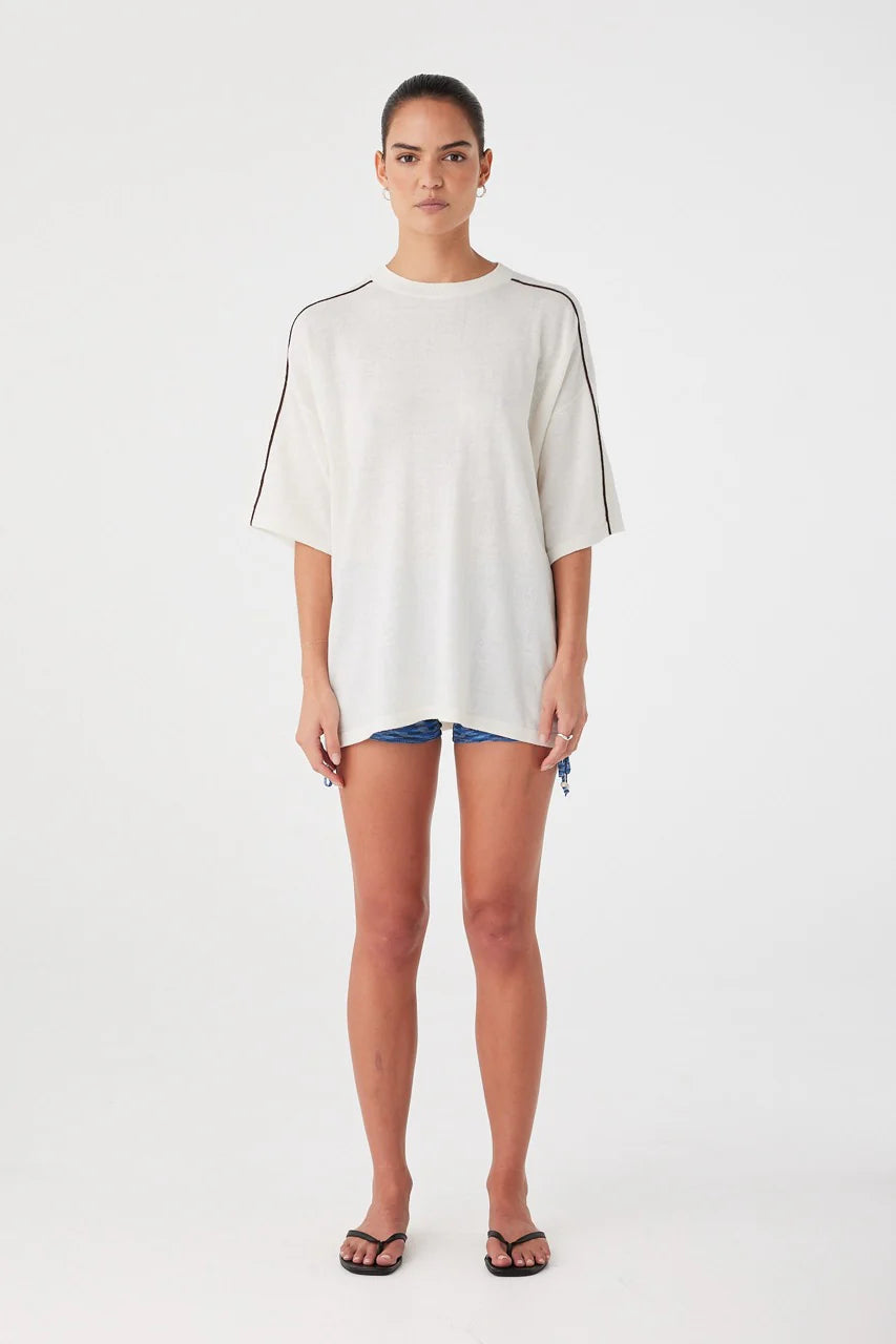 Pippa Oversized Linen Tee | Cream
