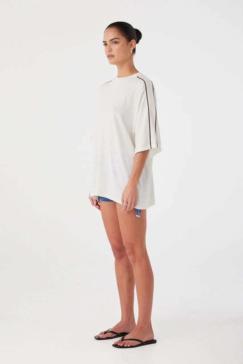 Pippa Oversized Linen Tee | Cream