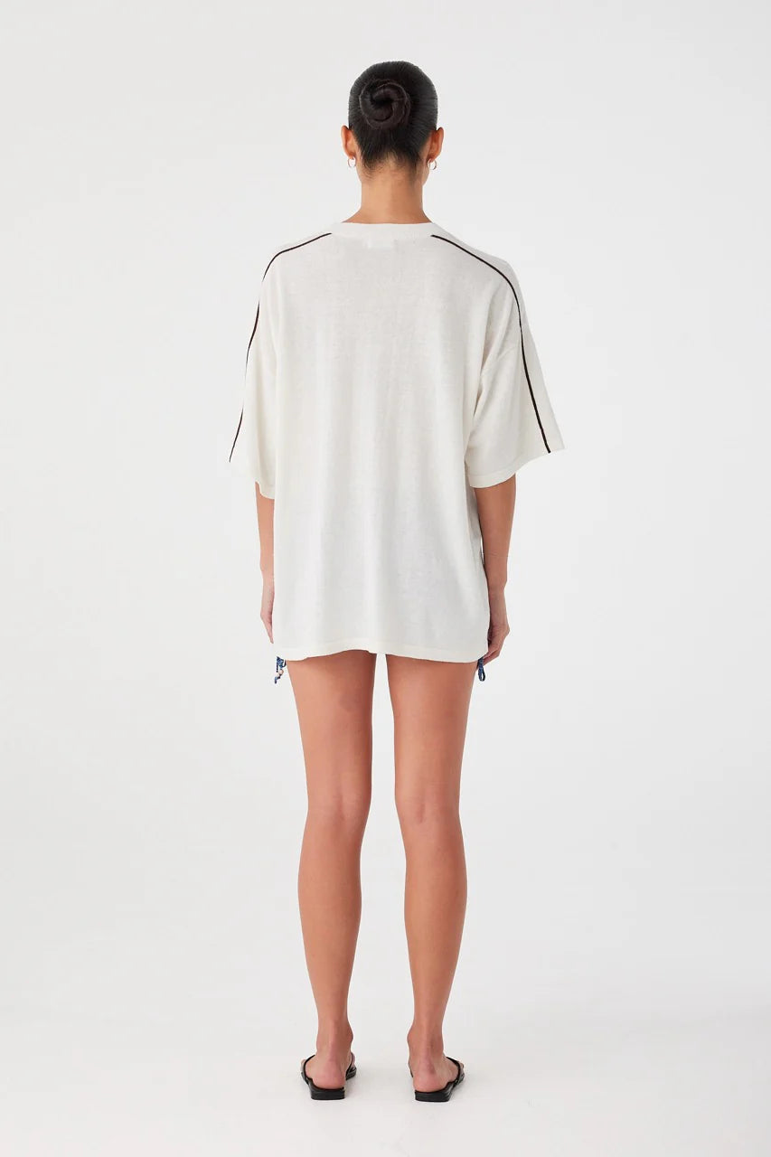 Pippa Oversized Linen Tee | Cream