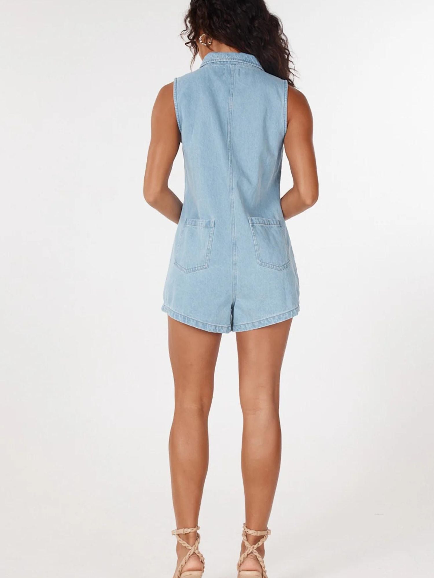 Aria Playsuit | Mid Blue Denim