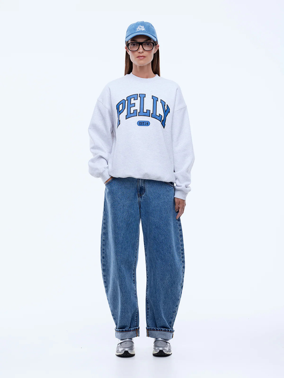 Pelly Collegiate Sweatshirt ~ White Marle
