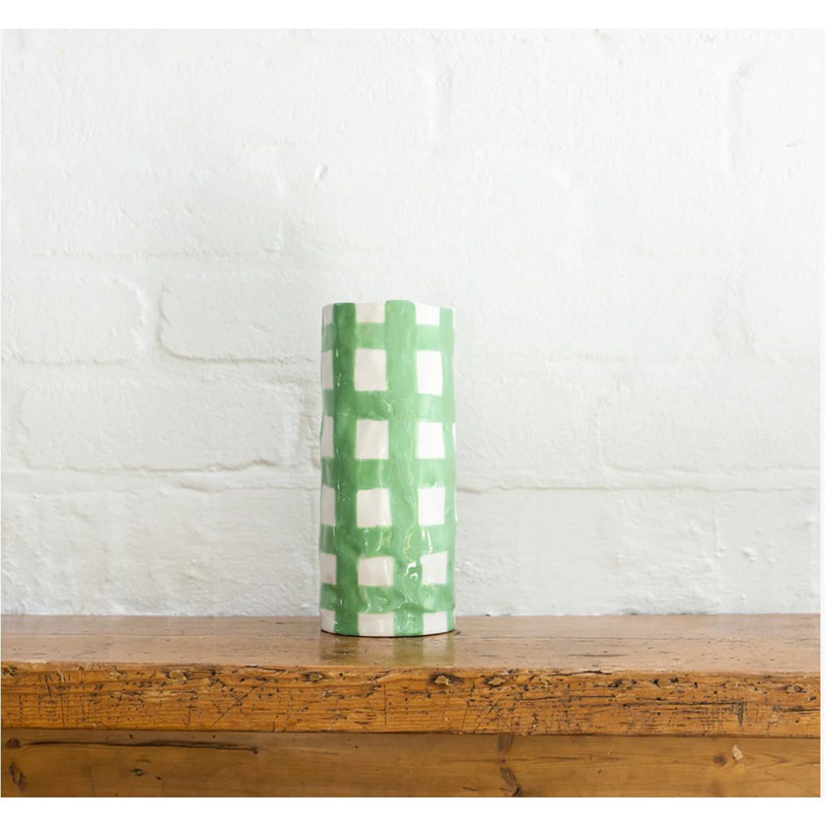 Noss & Co Medium Vase |  Green Gingham