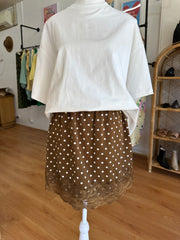 Brown/White Polka Dot Skirt