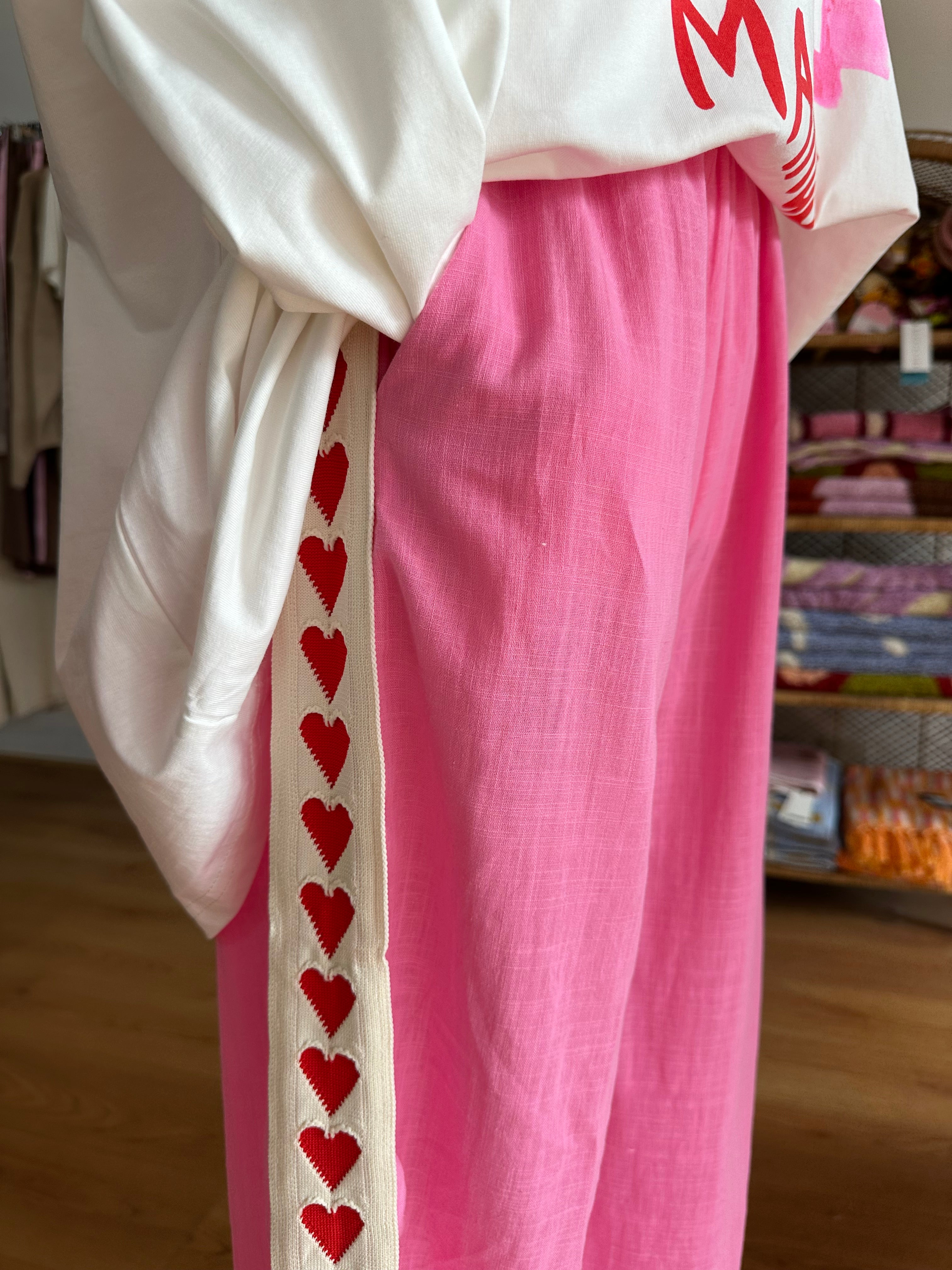 By Frankie Racer Pant | Pink With Hearts
