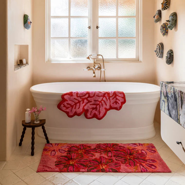 Bonnie & Neil - Pink Leaf Bath Mat