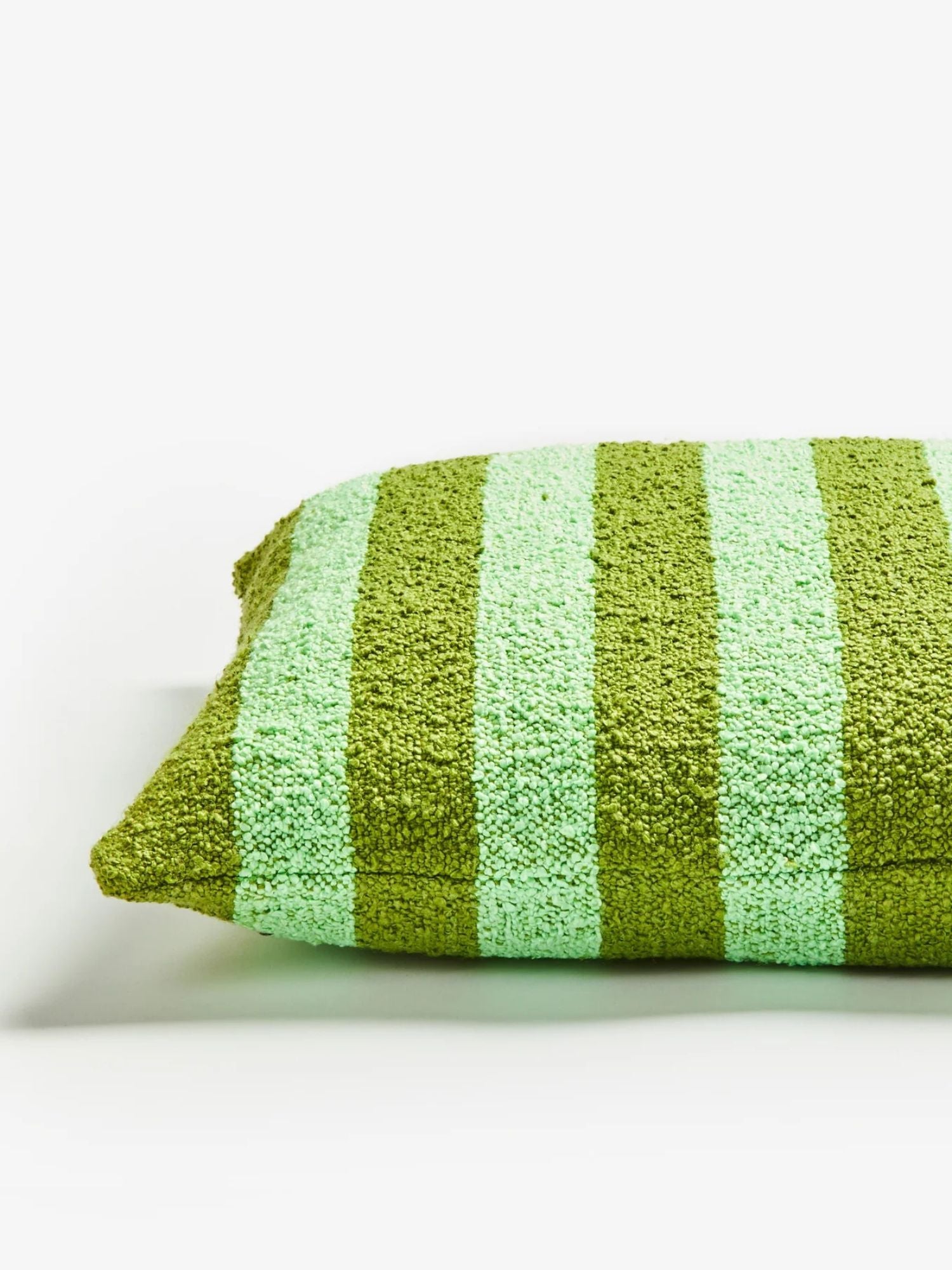 Bonnie & Neil - Olive Green Striped Cushion | Boucle Olive