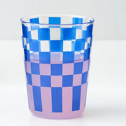 Checkerboard Glass Tumbler | Blue