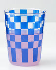 Checkerboard Glass Tumbler | Blue