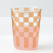 Checkerboard Glass Tumbler | Almond