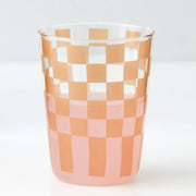 Checkerboard Glass Tumbler | Almond