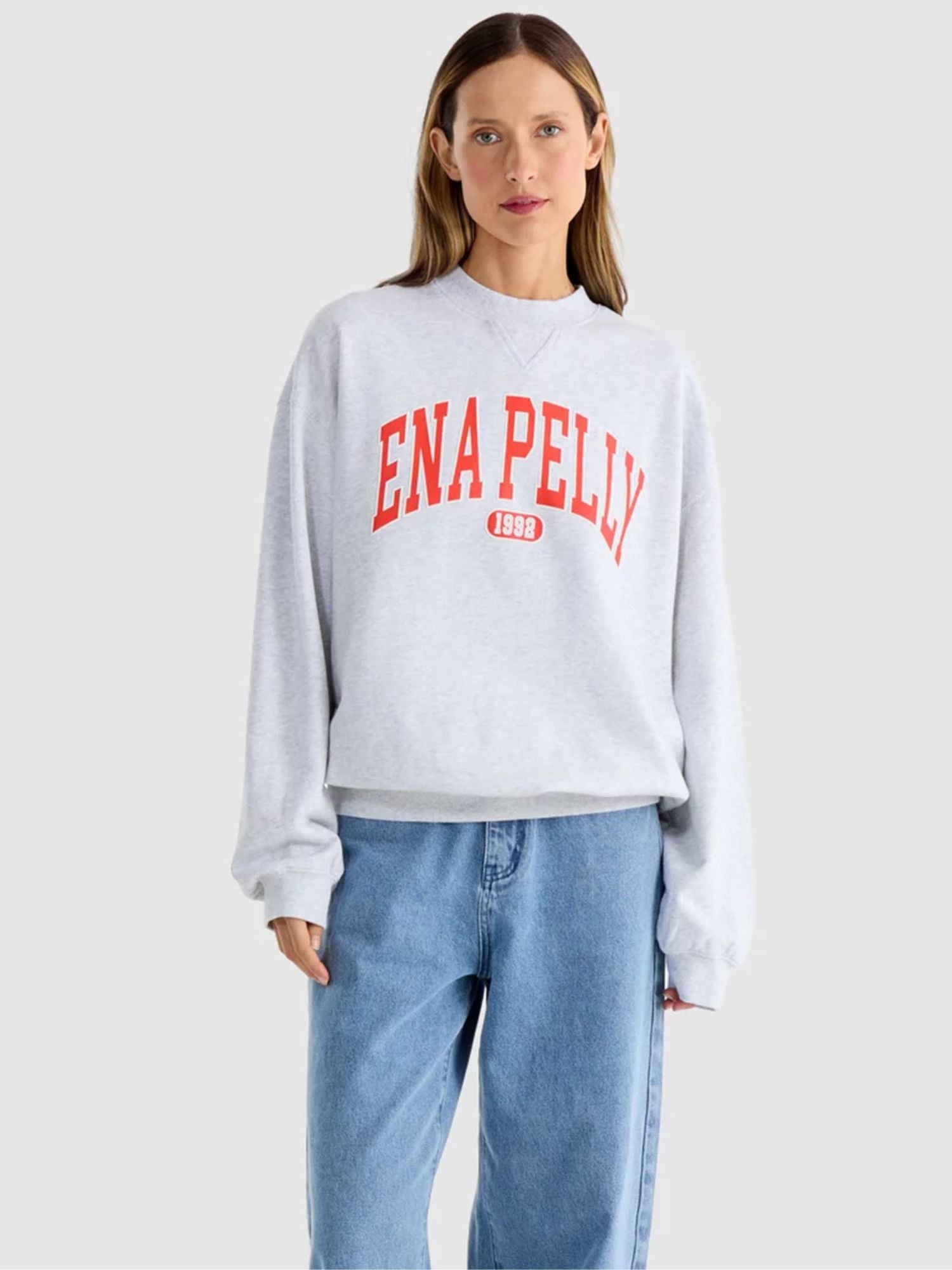 Ena Pelly - Collegiate Sweatshirt | White Marle/Red