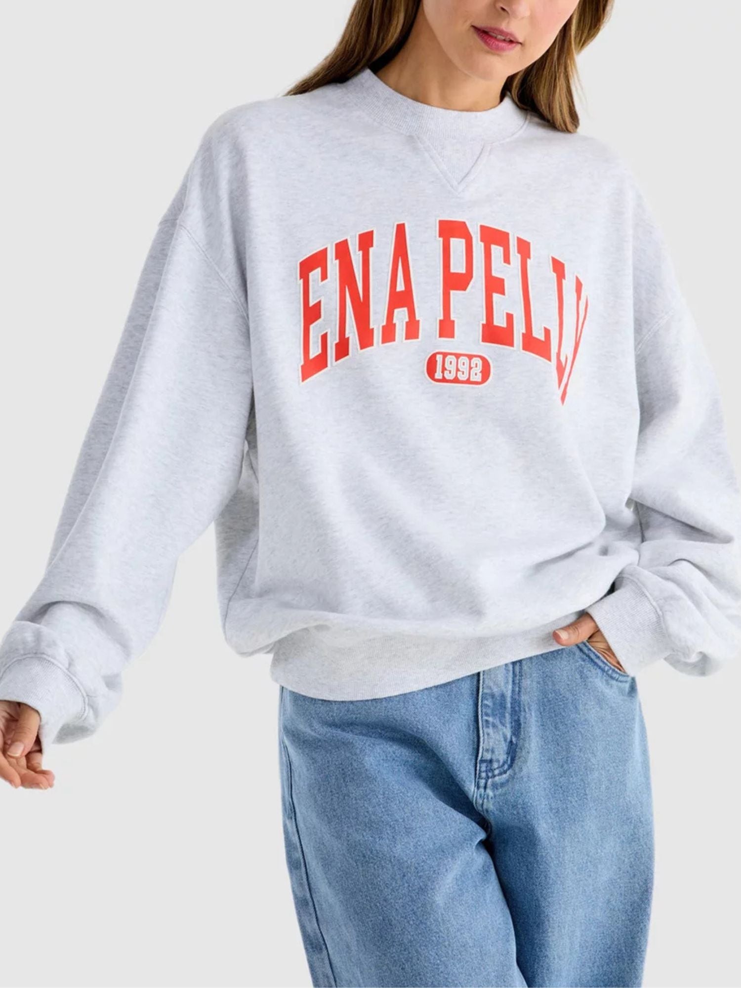 Ena Pelly - Collegiate Sweatshirt | White Marle/Red