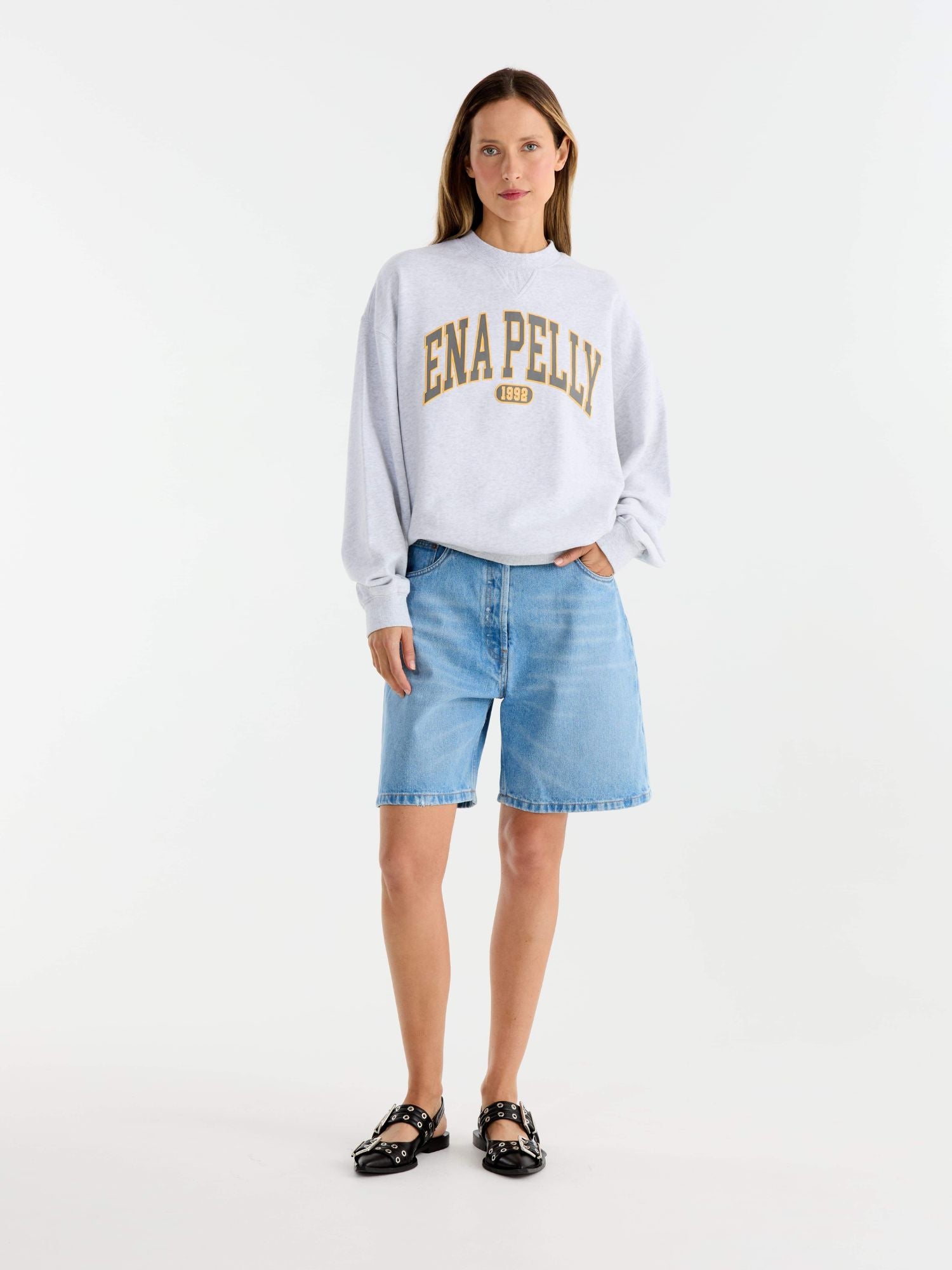 Ena Pelly - Collegiate Sweatshirt | White Marle