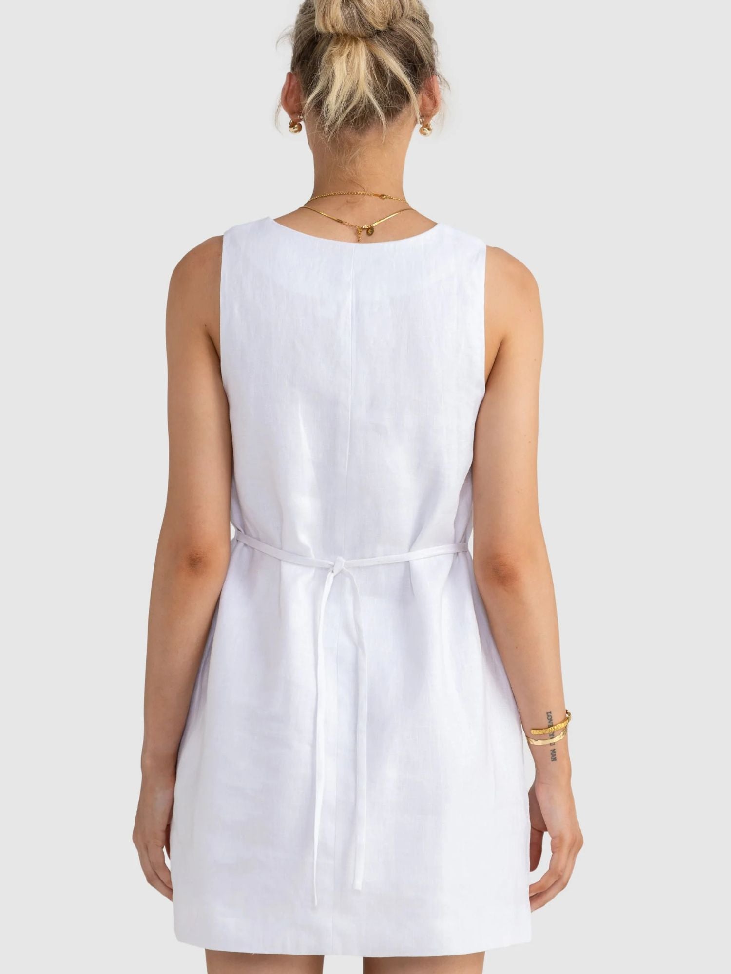 ORTC | Cora Linen Button Mini Dress - White