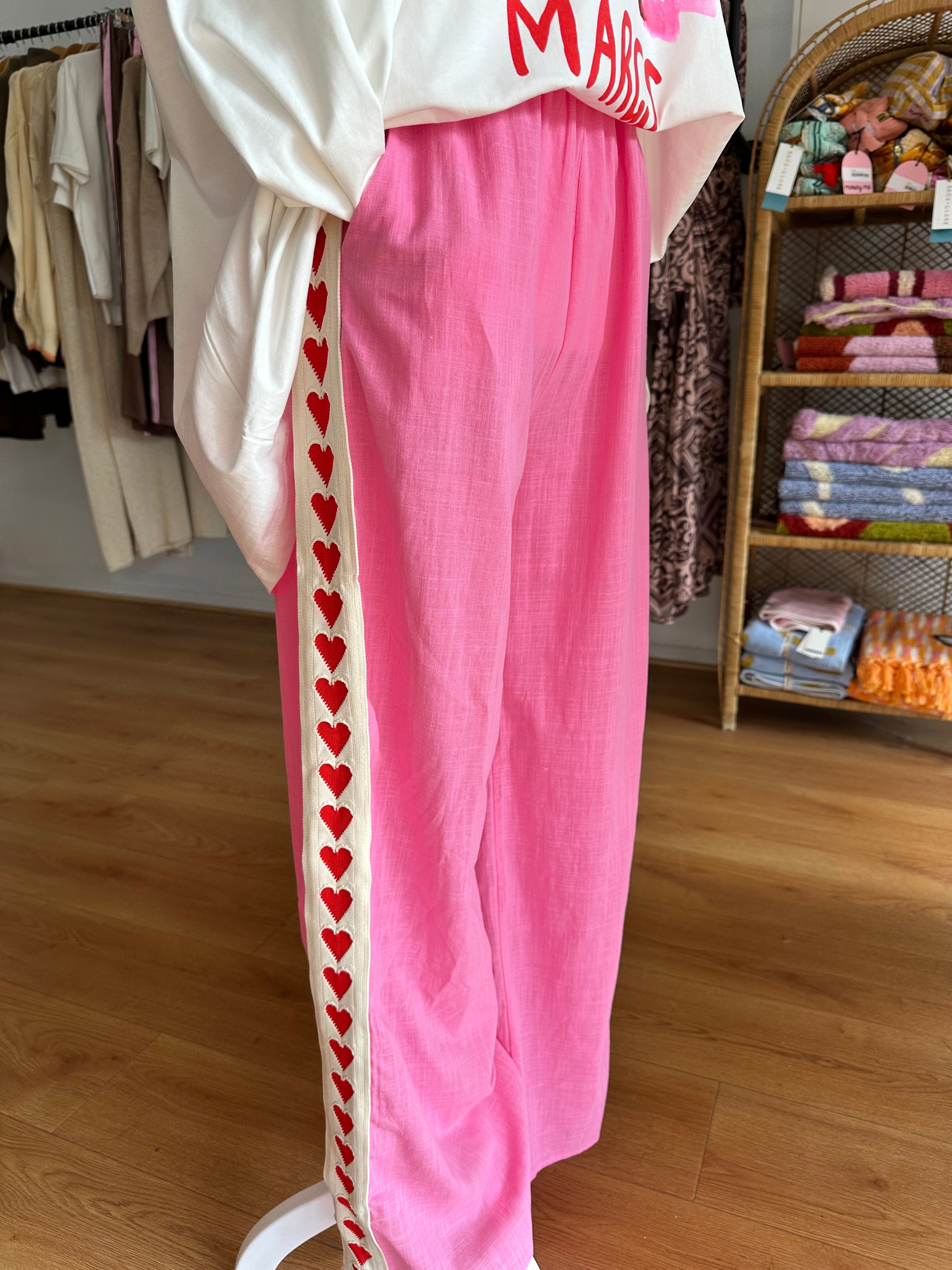 By Frankie Racer Pant | Pink With Hearts