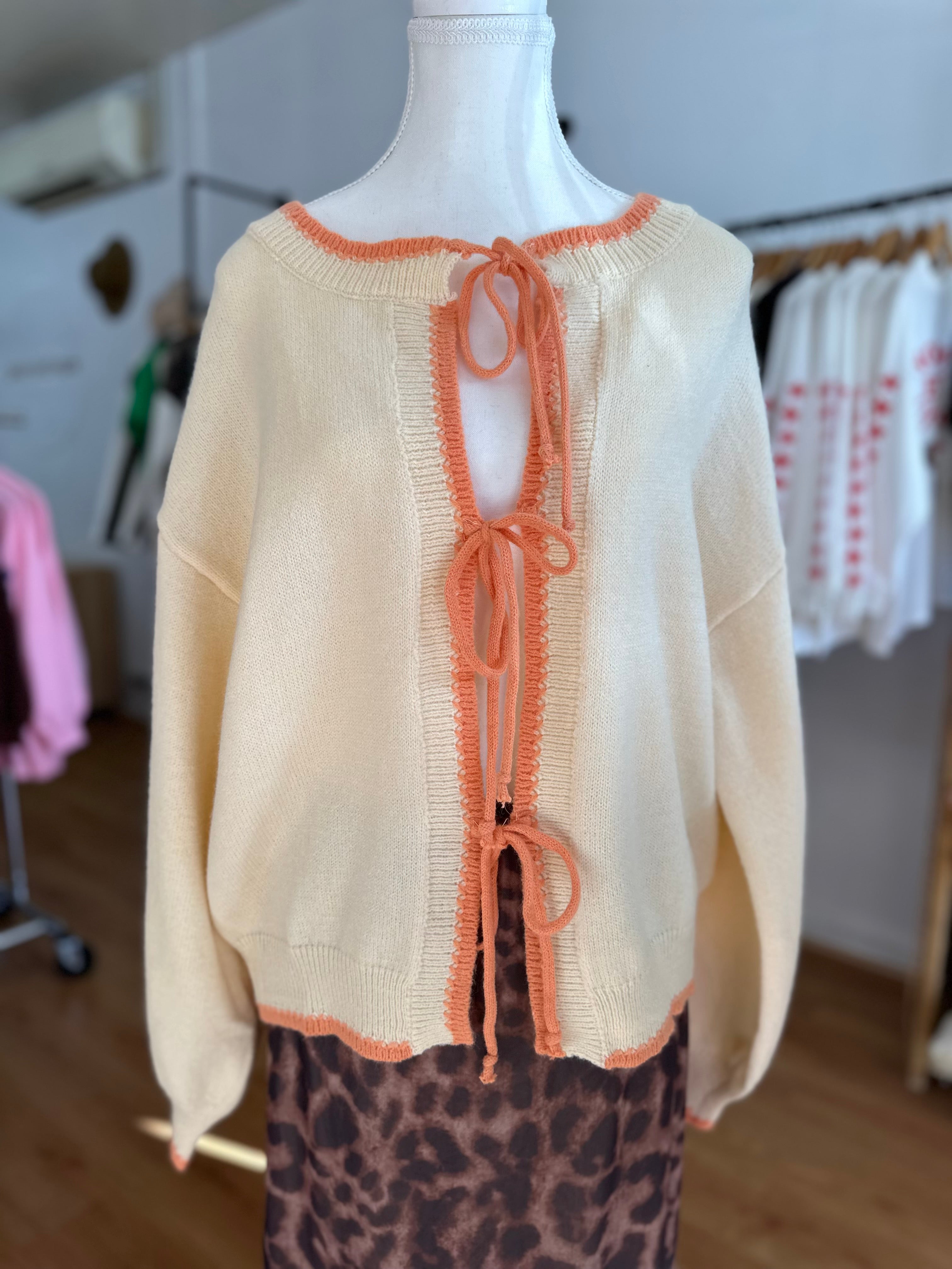 By Frankie Mila Tie Knit | Cream & Orange