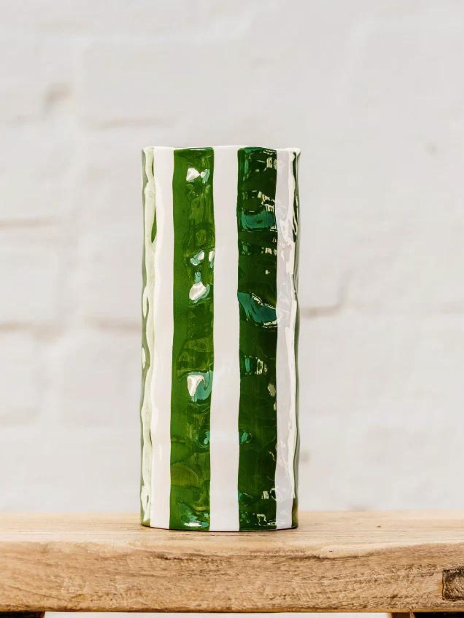 Noss & Co - Medium Striped Vase | Dark Green Stripe