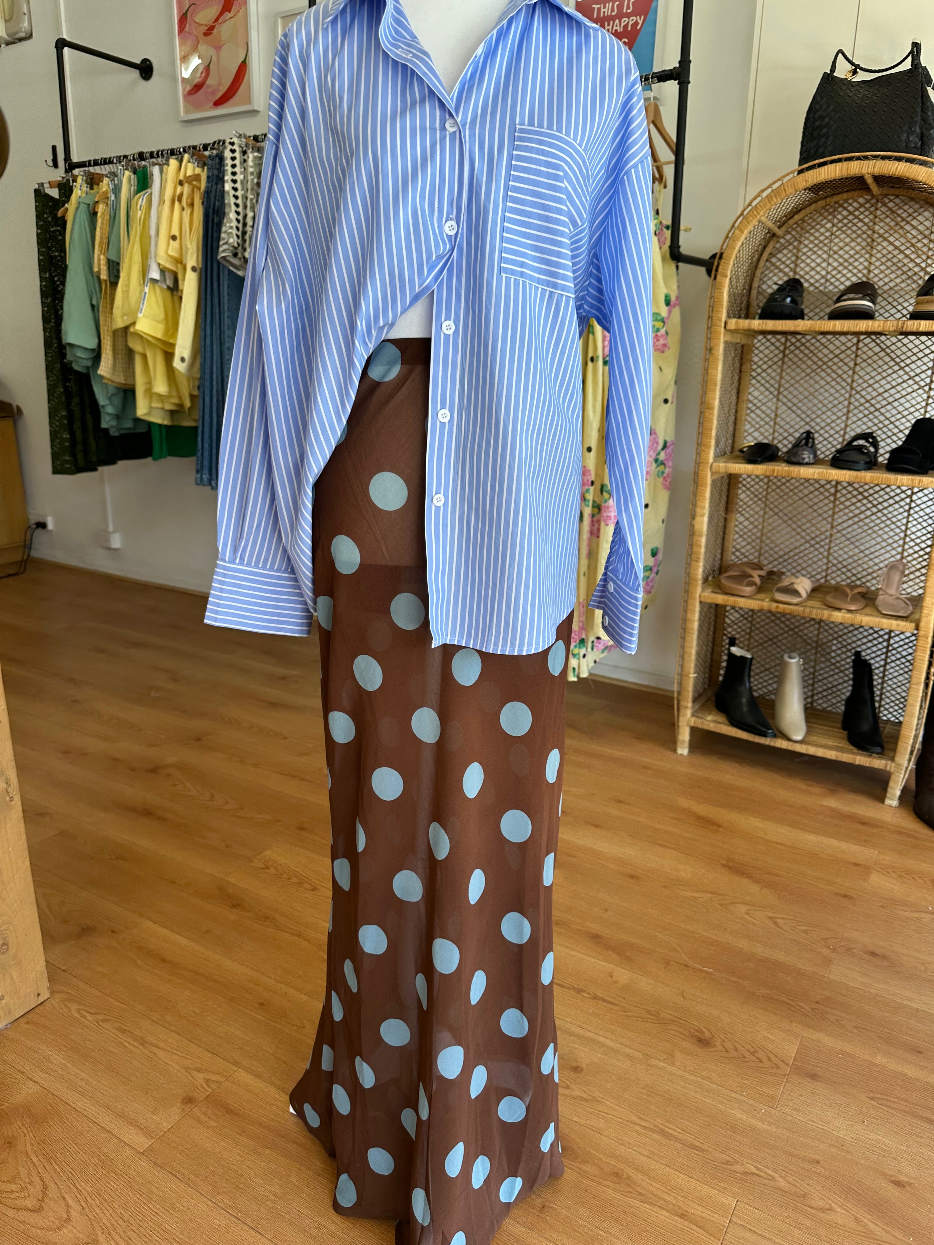 Brown/Blue Polka Dot Skirt
