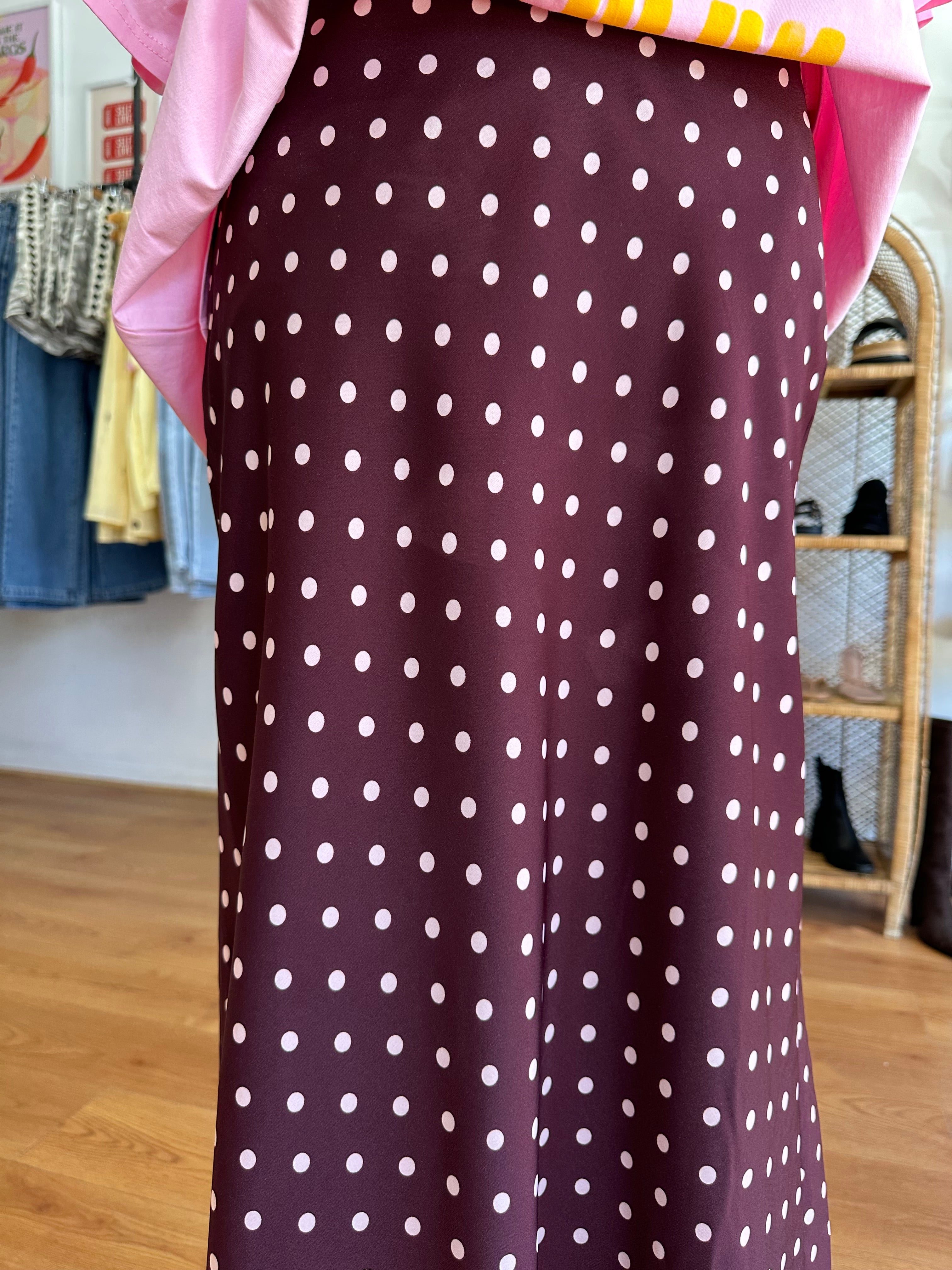 Burgundy/Pink Polka Dot Skirt