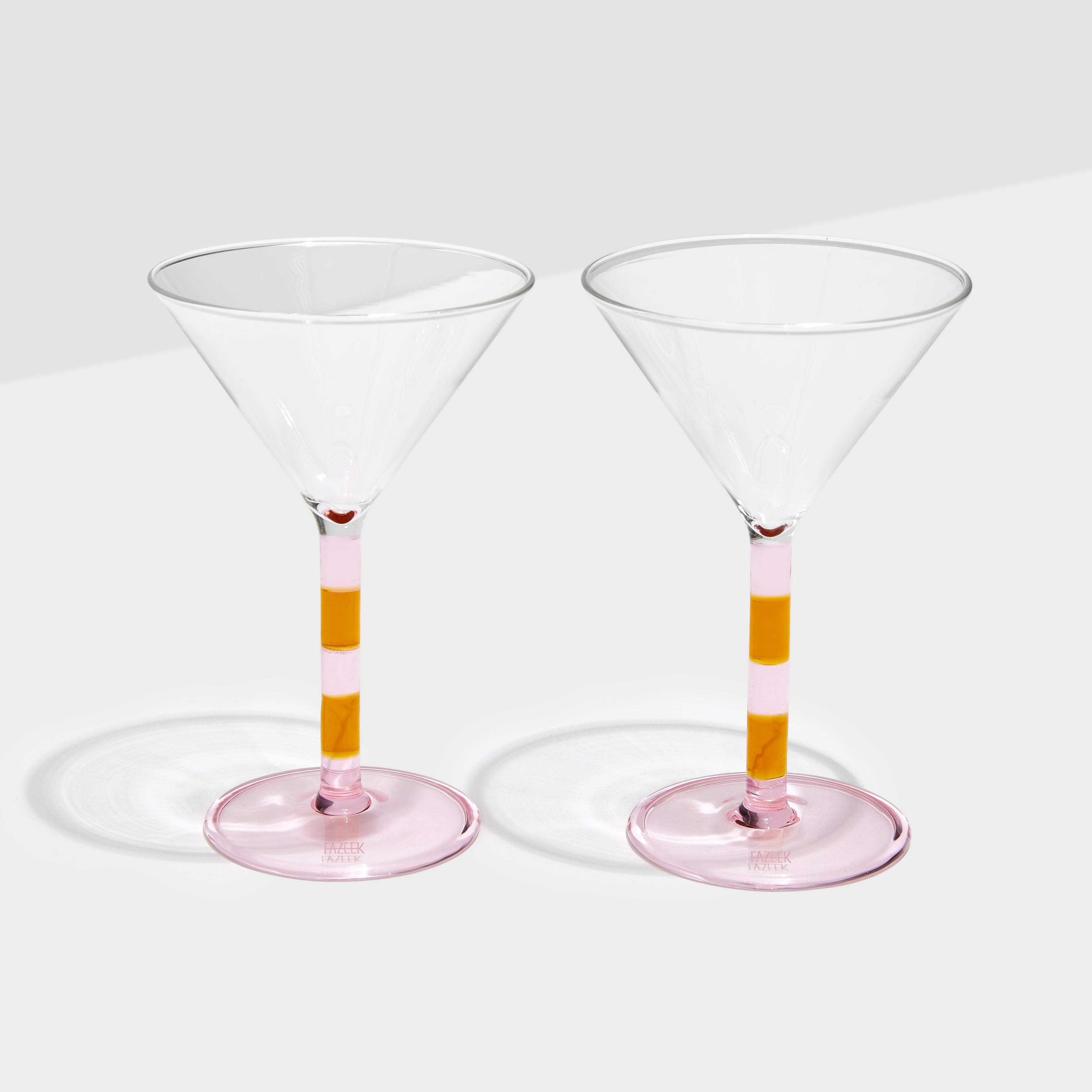 Stripe Martini Glasses Set Of 2 | Amber &amp; Pink