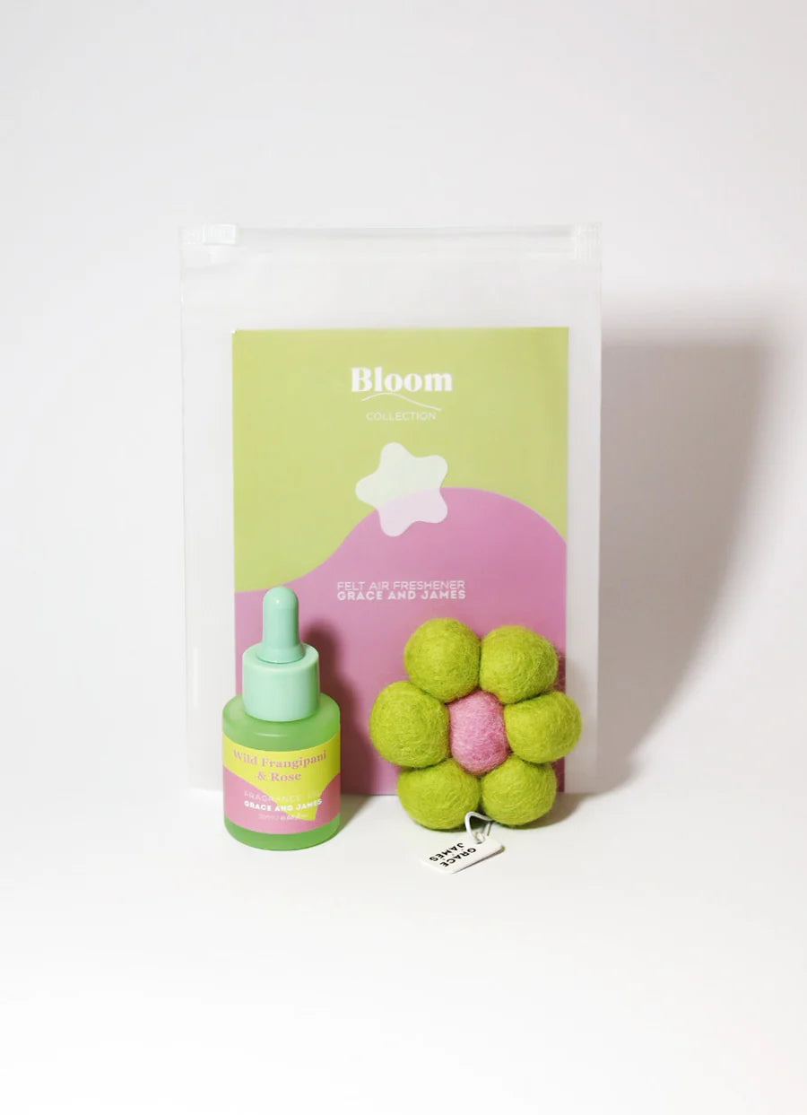 Grace & James Bloom Collection Felt Air Freshener  | Wild Frangipani & Rose