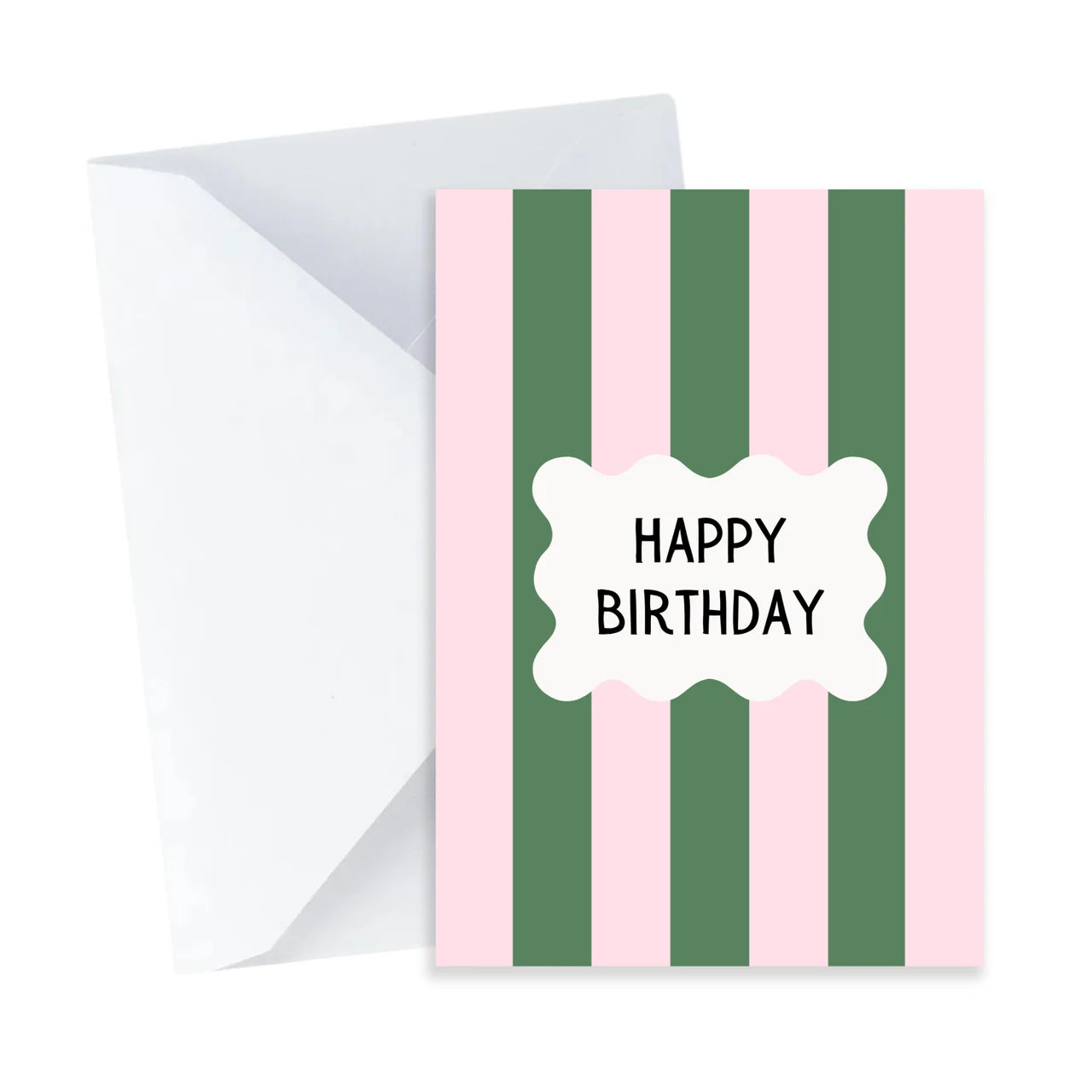 Pink & Green Stripes mini Birthday Card