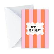 Pink & Orange Stripes mini Birthday Card