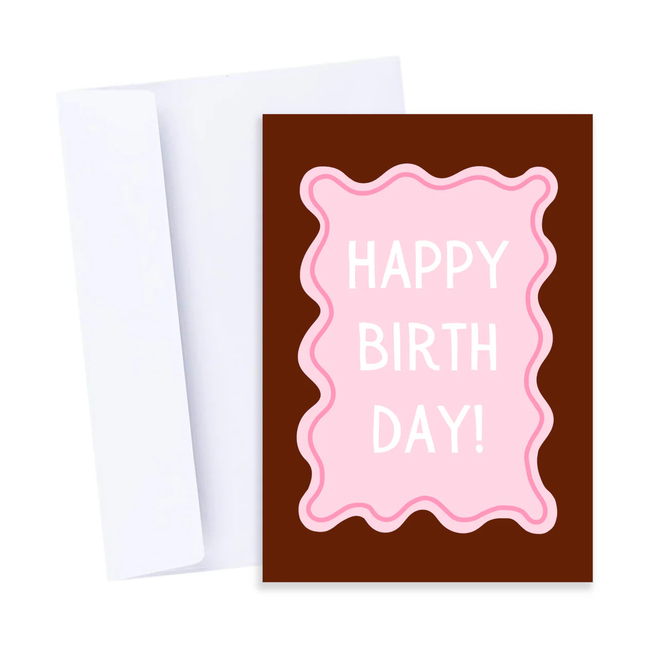 Wiggly Happy Birthday Card -  Burgundy