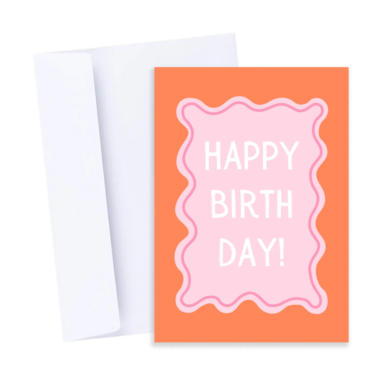 Wiggly Happy Birthday Card - Orange