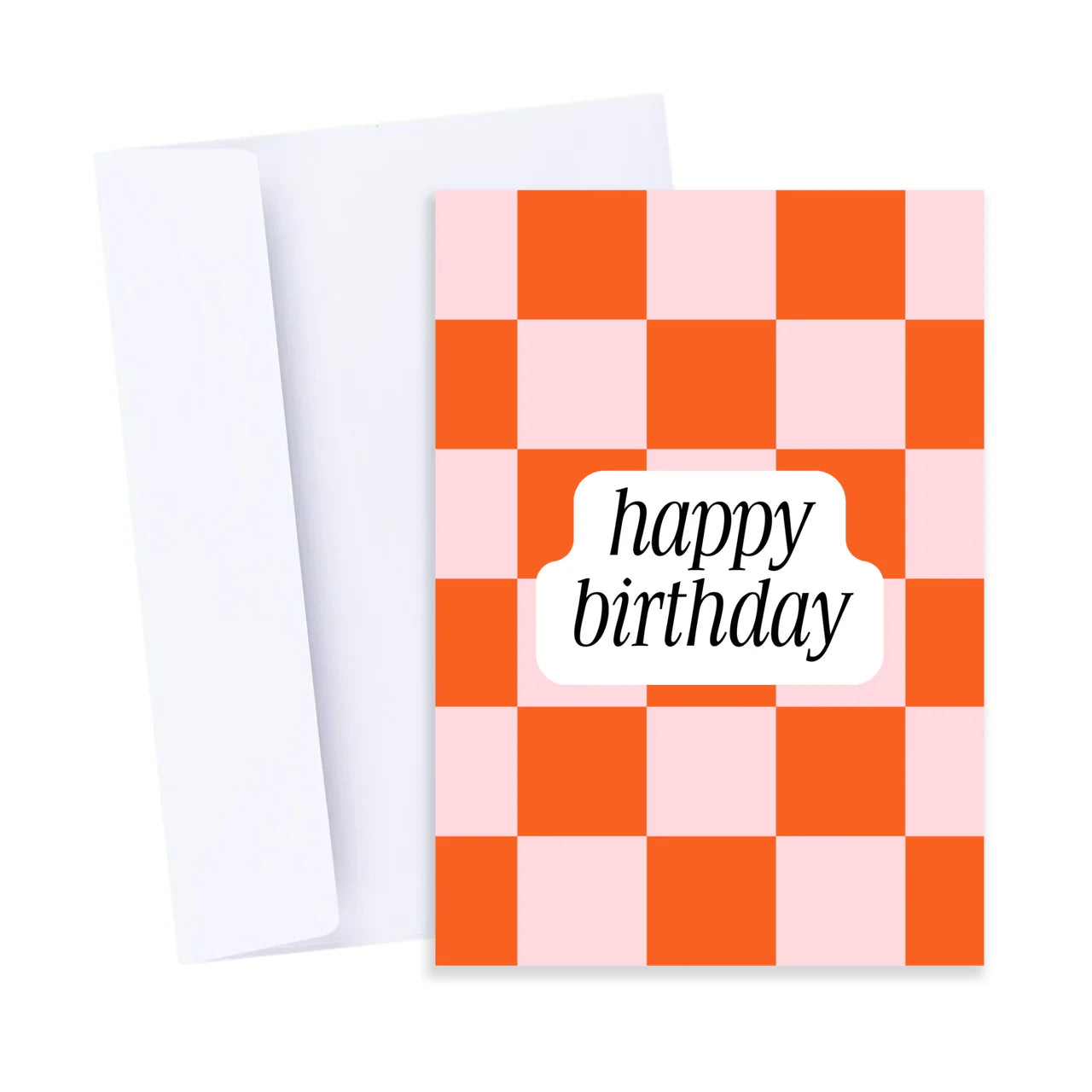 Pink & Red Checkers Birthday Card