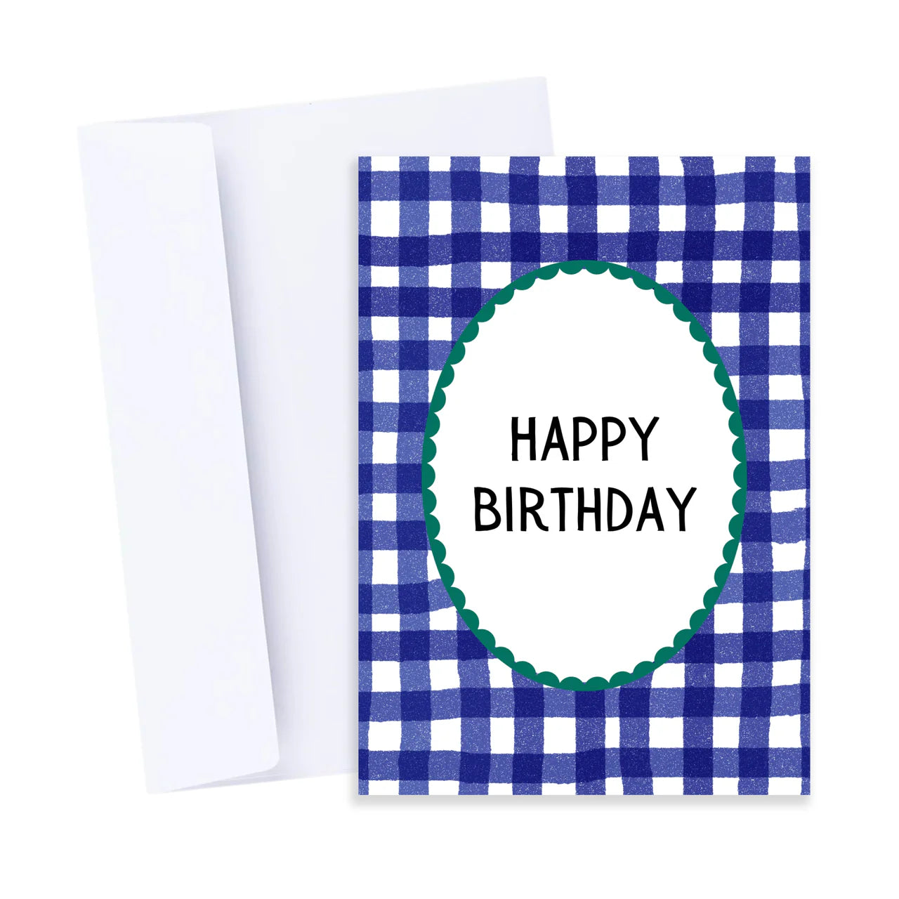 Blue Gingham Birthday Card
