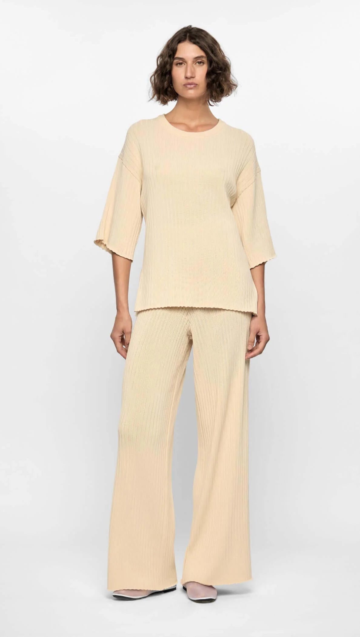 Harper Knit Wide Leg Pant | Vanilla