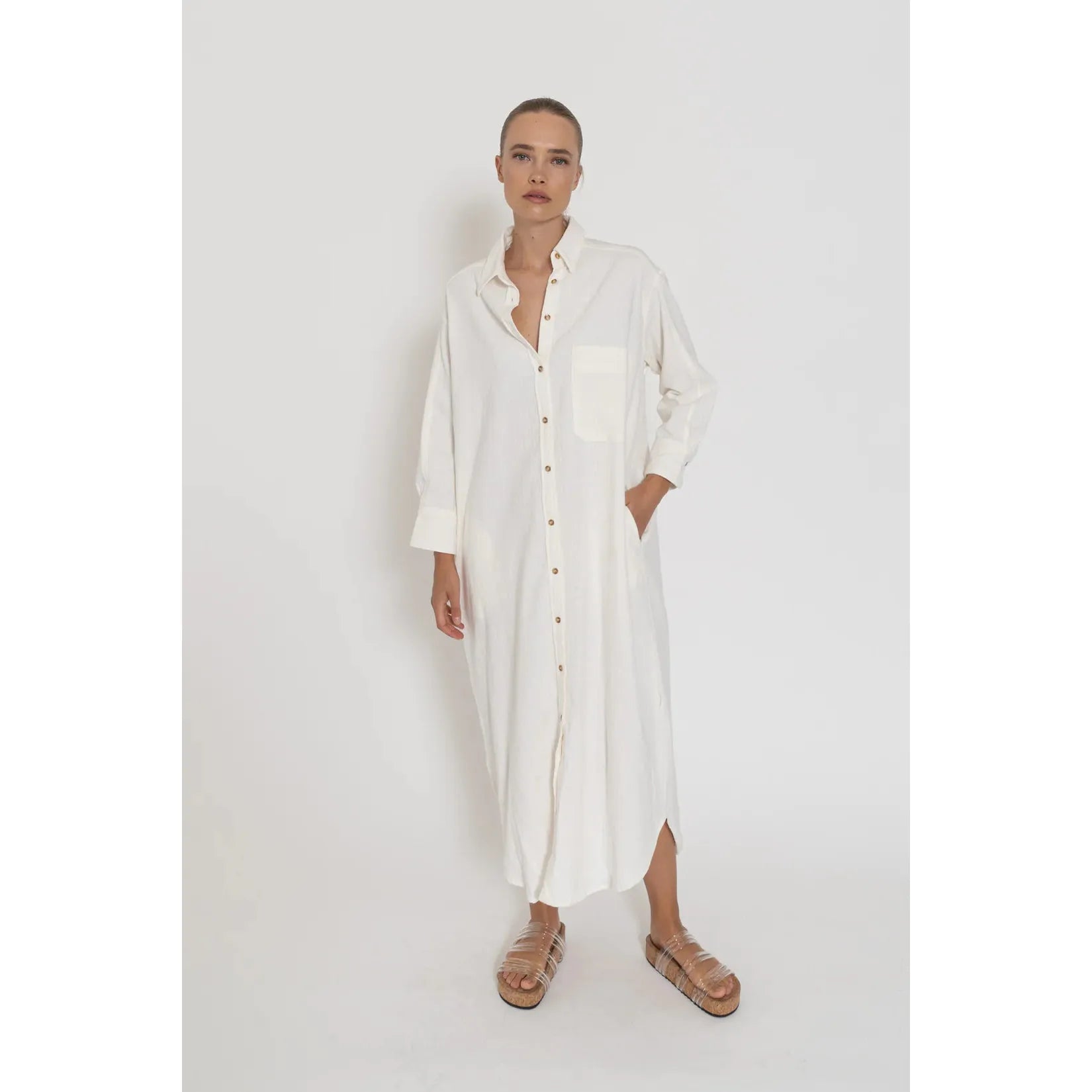 Capri Shirt Dress | White