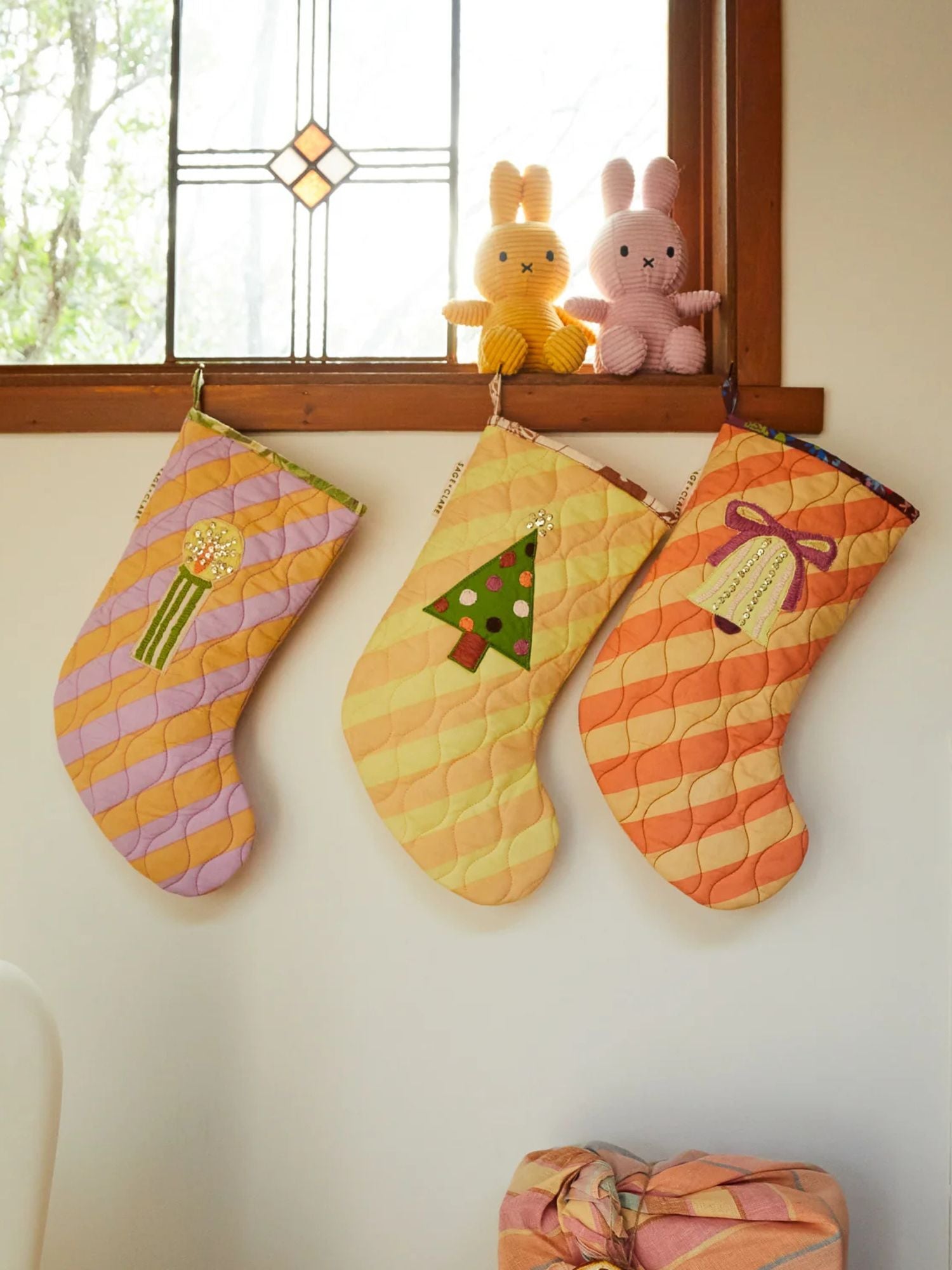 Sage X Clare | Jarita Stripe Christmas Stocking- Mauve