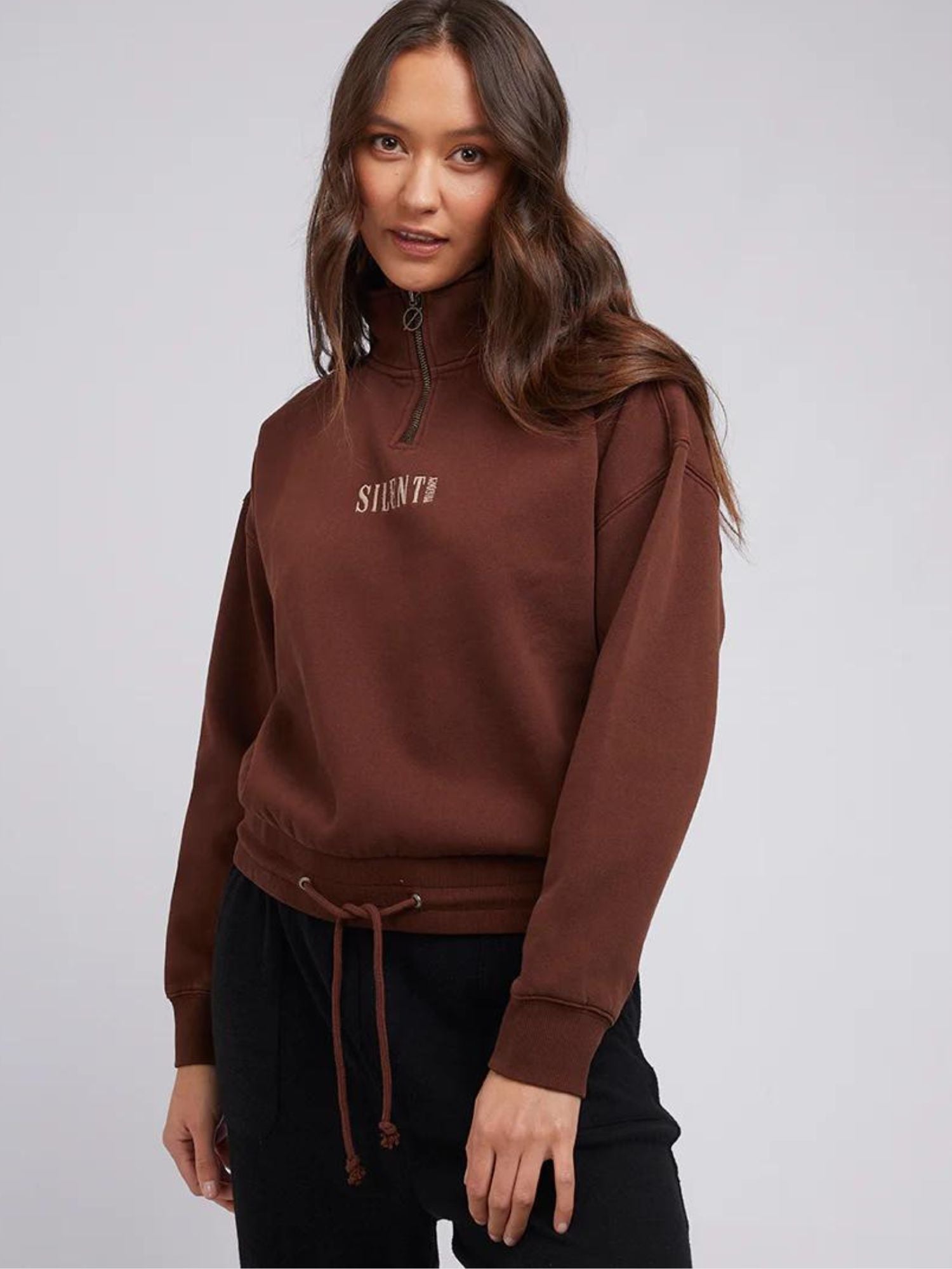 Juniper 3/4 Zip Crew | Brown