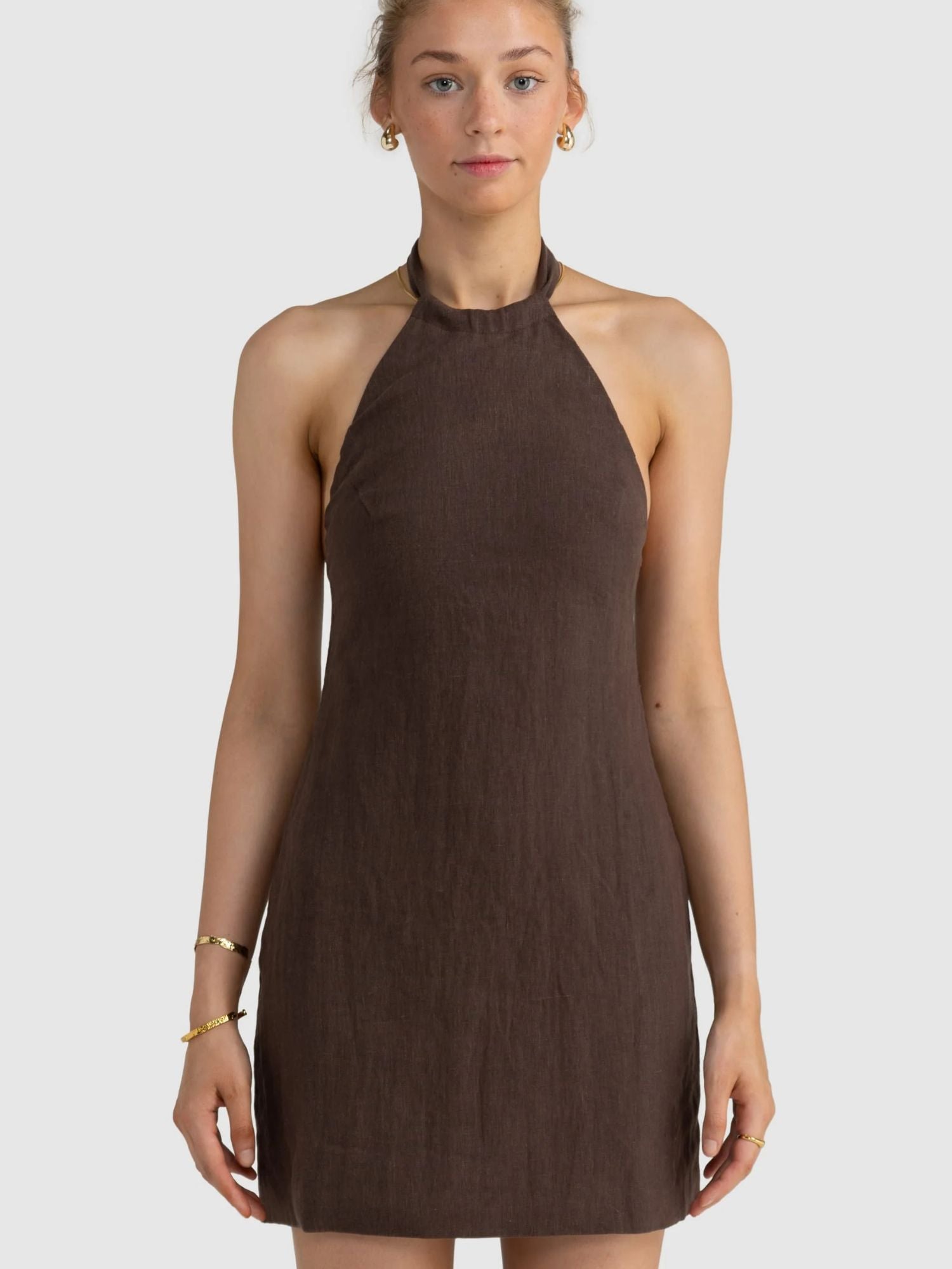 ORTC | Kaia Halter Mini Dress - Carob