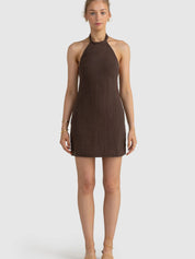 ORTC | Kaia Halter Mini Dress - Carob