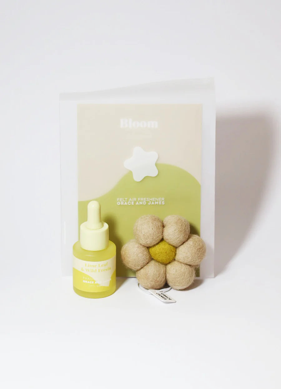 Grace & James Bloom Collection Felt Air Freshener  | Lime Leaf & Wild Freesia